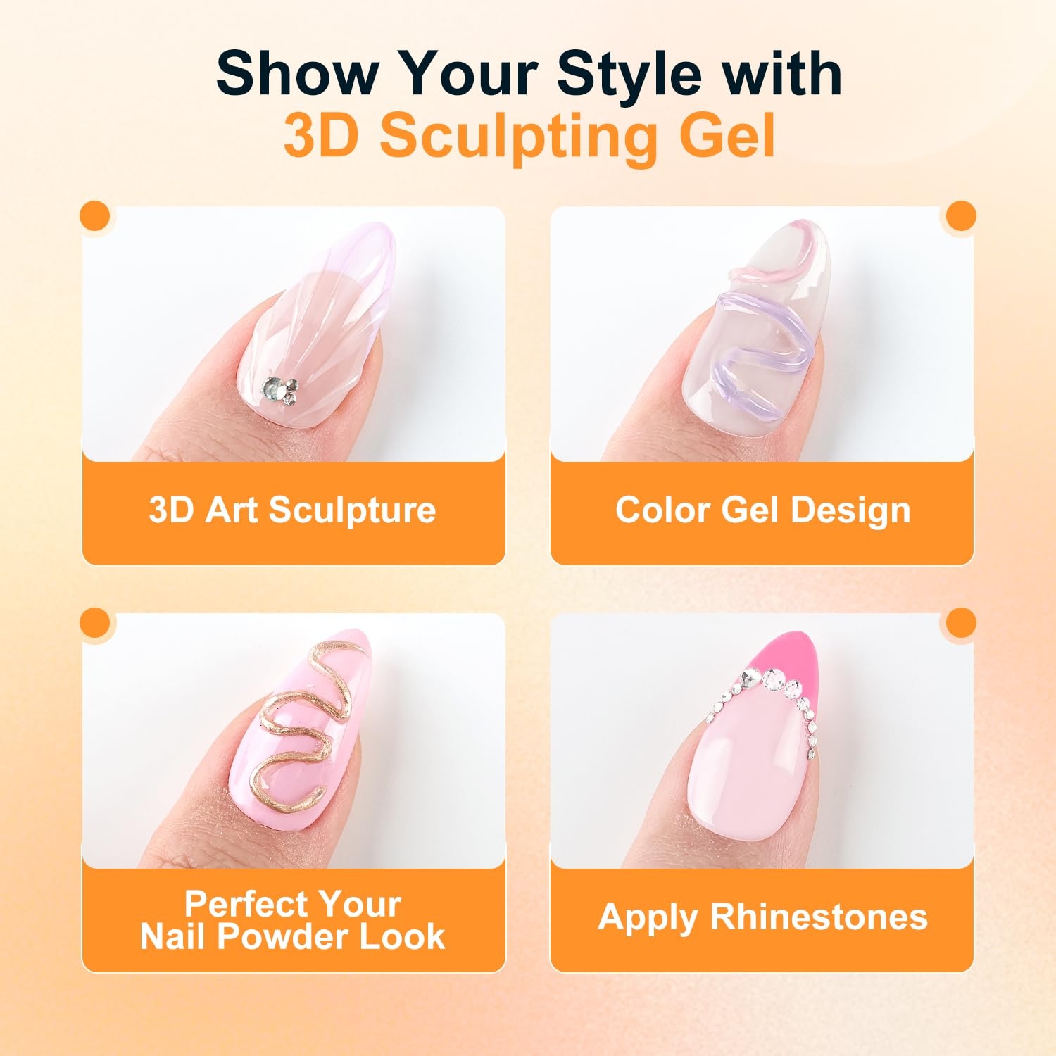 JODSONE 15ml Nail Glue Gel 4 in 1 for Nail Tips Long Lasting Extension Glue for Clear Nail Tips and Clear Press on Nails, Nail Repair Treatment, Salon Art DIY at Home Need U V Light Cured(1pcs-15g-nail art glue)