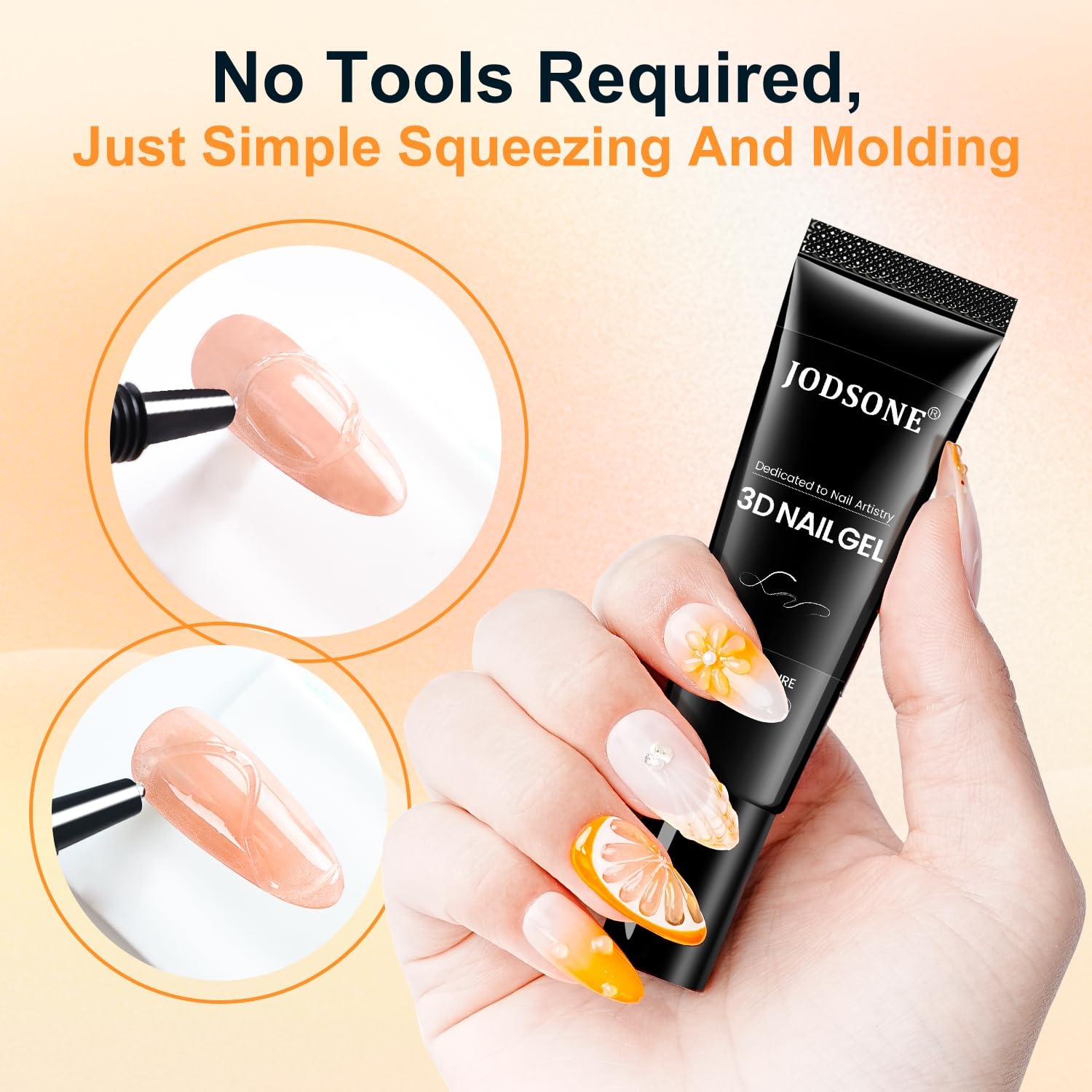 JODSONE 15ml Nail Glue Gel 4 in 1 for Nail Tips Long Lasting Extension Glue for Clear Nail Tips and Clear Press on Nails, Nail Repair Treatment, Salon Art DIY at Home Need U V Light Cured(1pcs-15g-nail art glue) - view 2