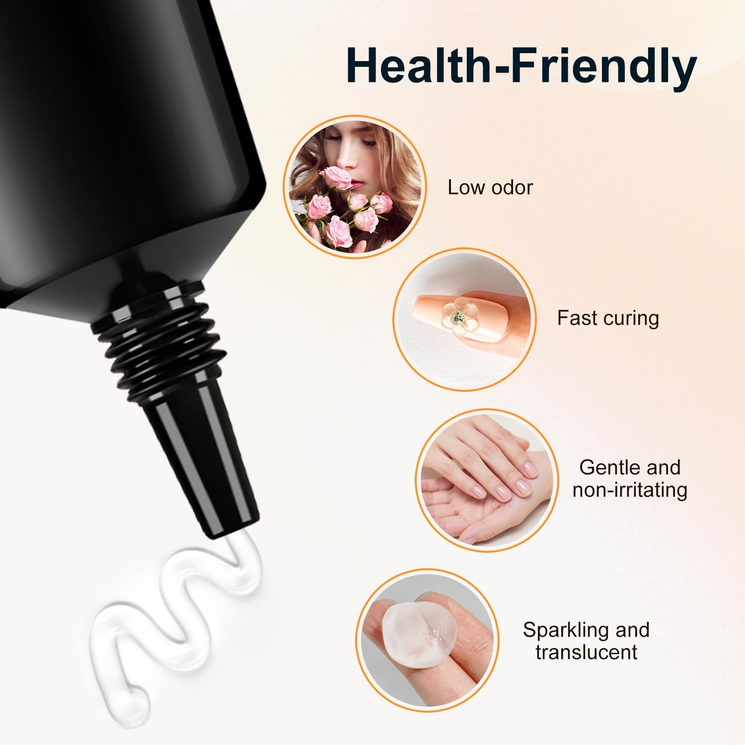 JODSONE 15ml Nail Glue Gel 4 in 1 for Nail Tips Long Lasting Extension Glue for Clear Nail Tips and Clear Press on Nails, Nail Repair Treatment, Salon Art DIY at Home Need U V Light Cured(1pcs-15g-nail art glue) - view 6