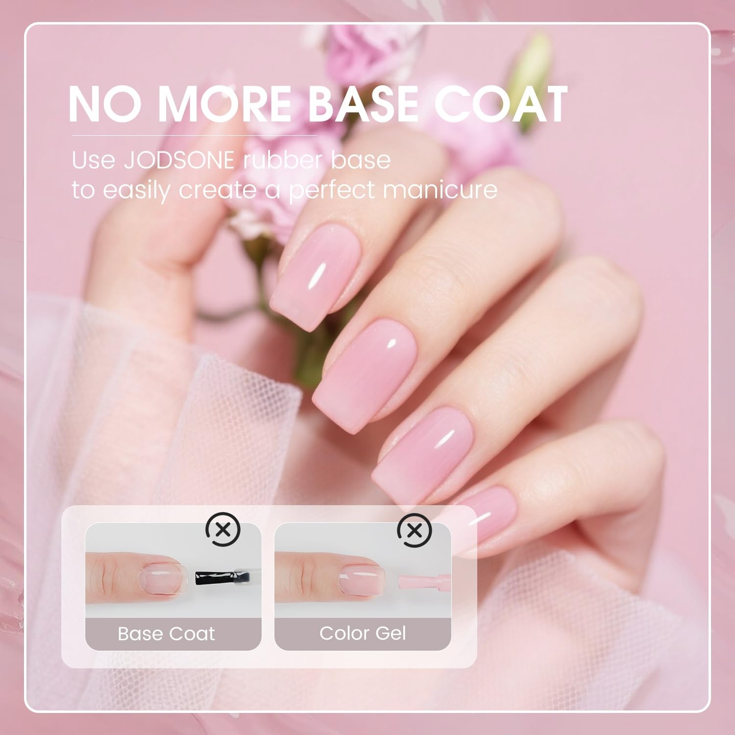 JODSONE Rubber Base Builder Gel for Nails,6 Colors 10ml Rubber Base Gel Set,Base Color & Builder in One,for Nail Thickening,Strengthen,Nude Purple Pink Brown