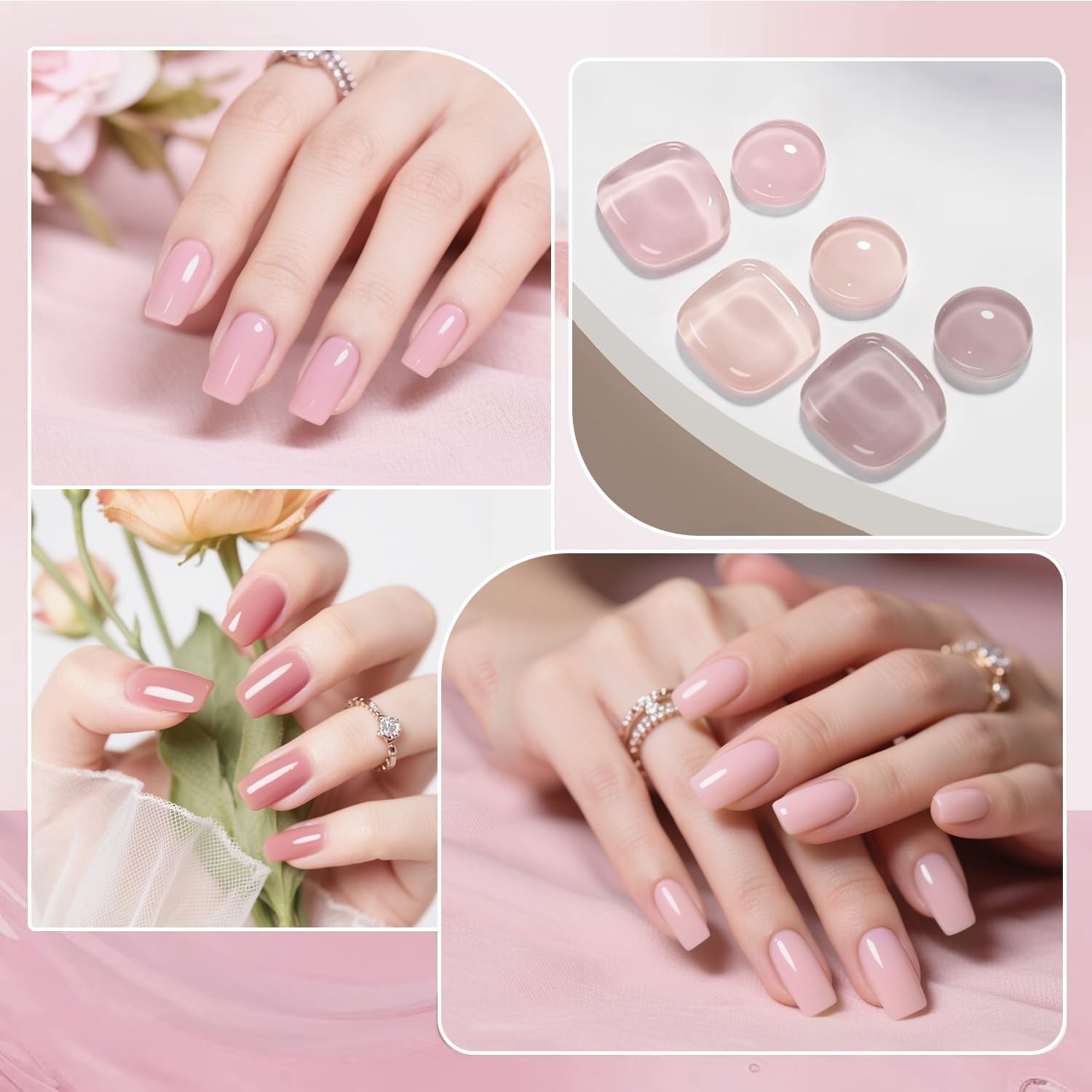 JODSONE Rubber Base Builder Gel for Nails,6 Colors 10ml Rubber Base Gel Set,Base Color & Builder in One,for Nail Thickening,Strengthen,Nude Purple Pink Brown - view 6
