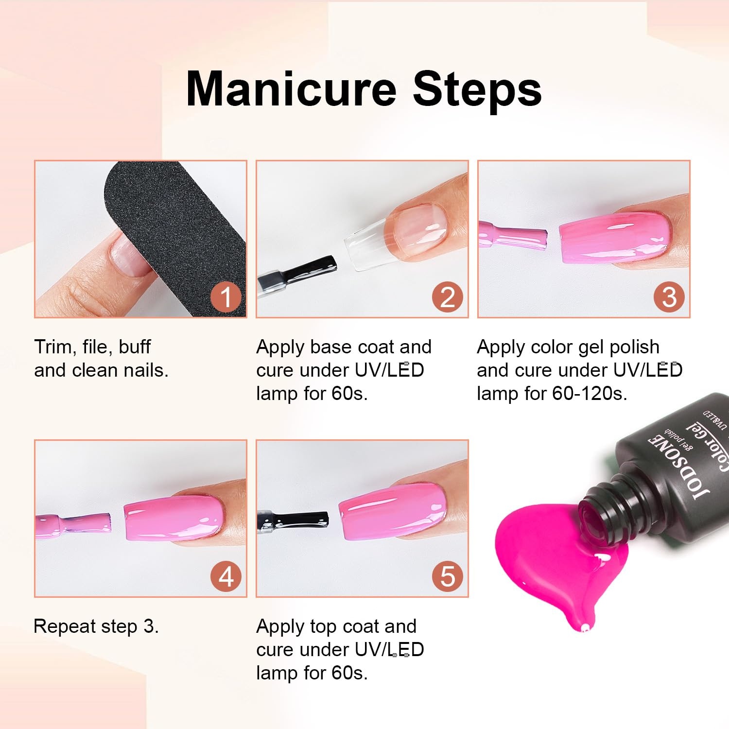 JODSONE 12 PCS Gel Nail Polish Set with Base Coat and Top Coat Limited Red Pink High Gloss Fashion Gifts for Women & Girls(32KIT-Color B33-B64) - view 7