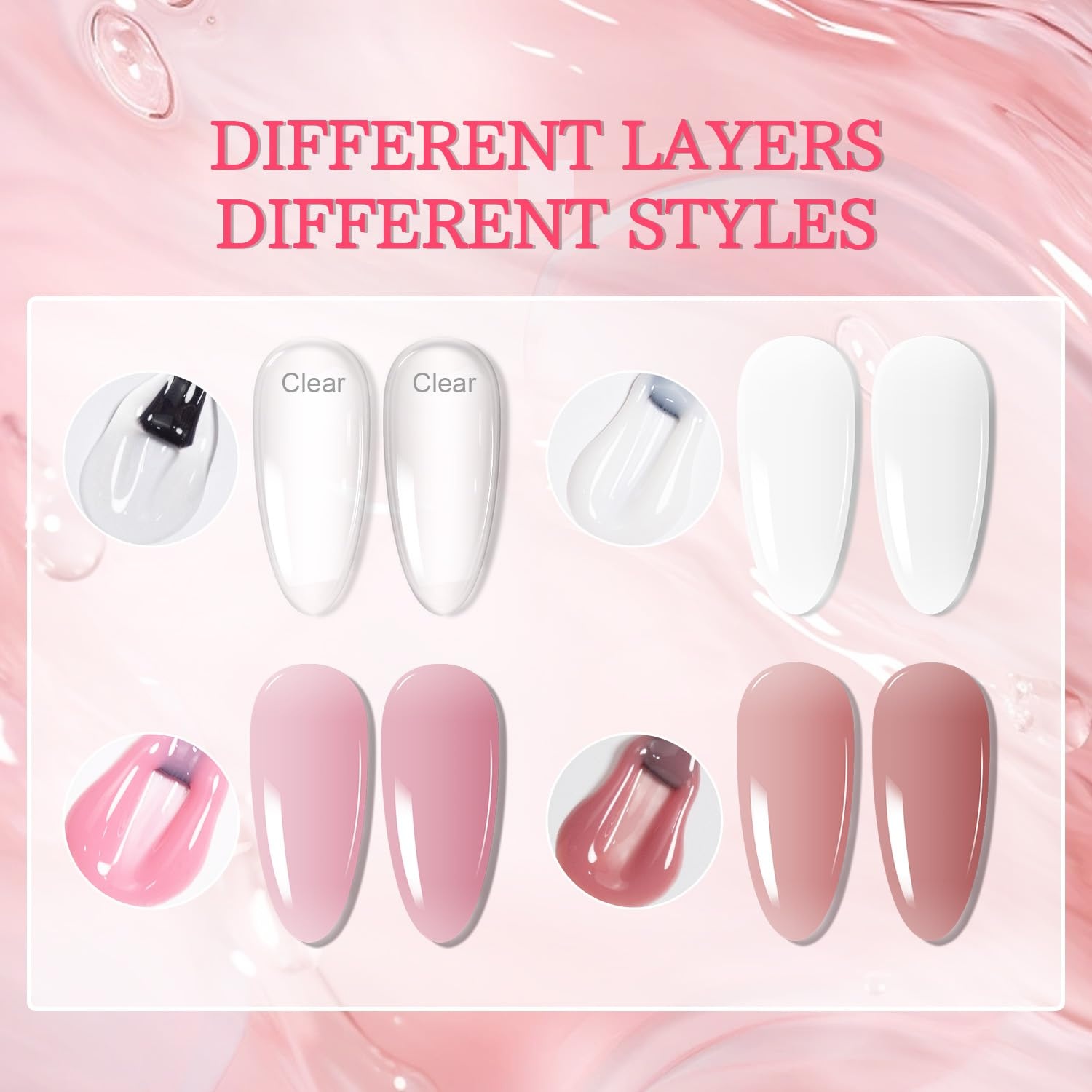 JODSONE Builder Gel for Nails,4Pcs 10ML Builder Gel Set, Nail Apex and Extension Strengthener Hard Need to Cured by Nail Lamp,Clear White Pink Brown(GF301-GF303 GF306) - view 3