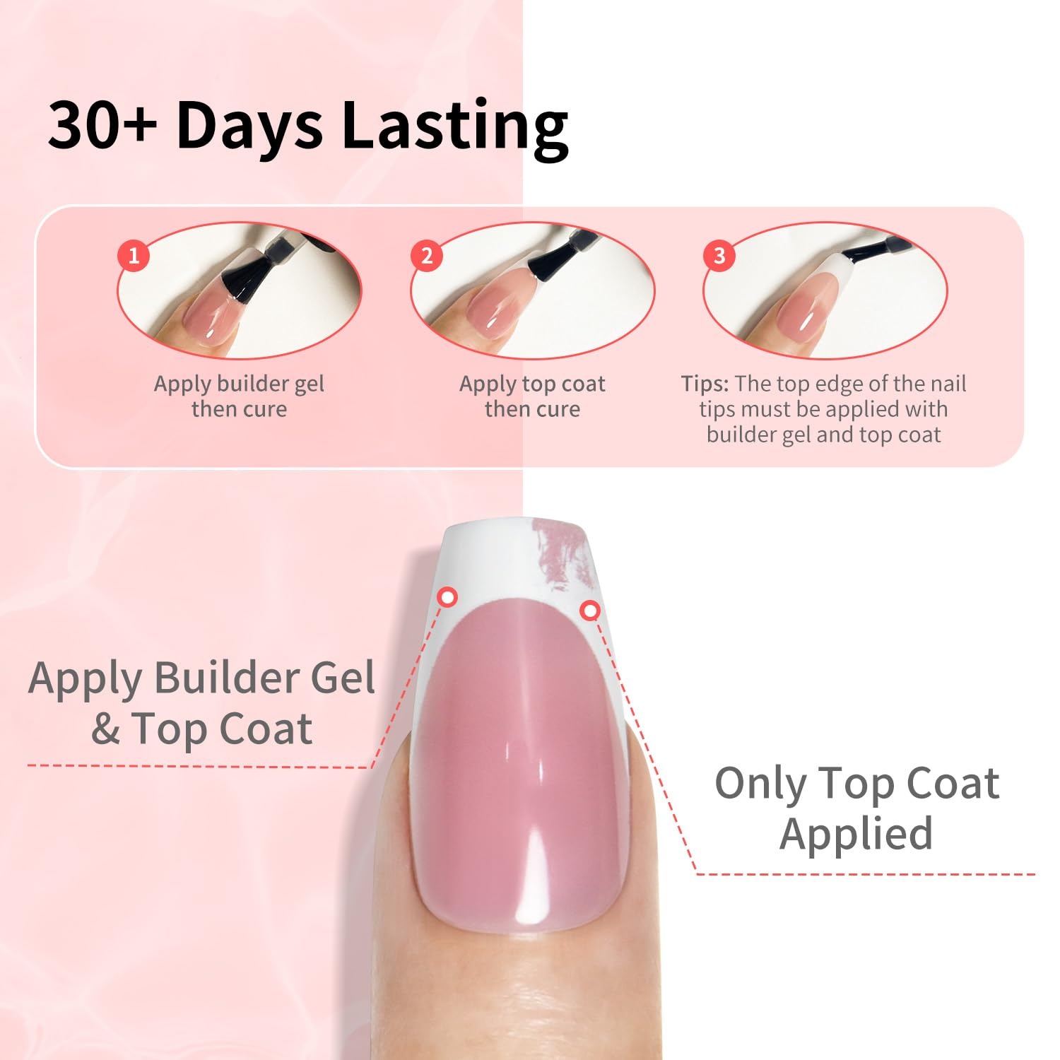 JODSONE Builder Gel for Nails,4Pcs 10ML Builder Gel Set, Nail Apex and Extension Strengthener Hard Need to Cured by Nail Lamp,Clear White Pink Brown(GF301-GF303 GF306) - view 5