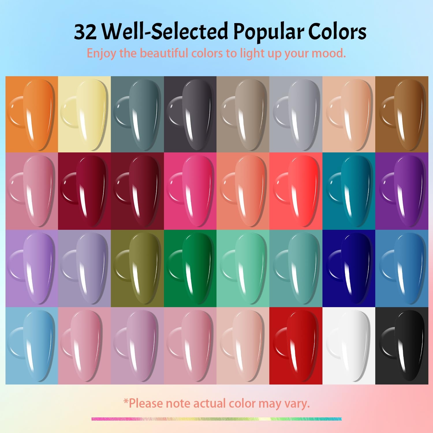 JODSONE 12 PCS Gel Nail Polish Set with Base Coat and Top Coat Limited Red Pink High Gloss Fashion Gifts for Women & Girls(32KIT-M5M-Pink-B01-32) - view 2