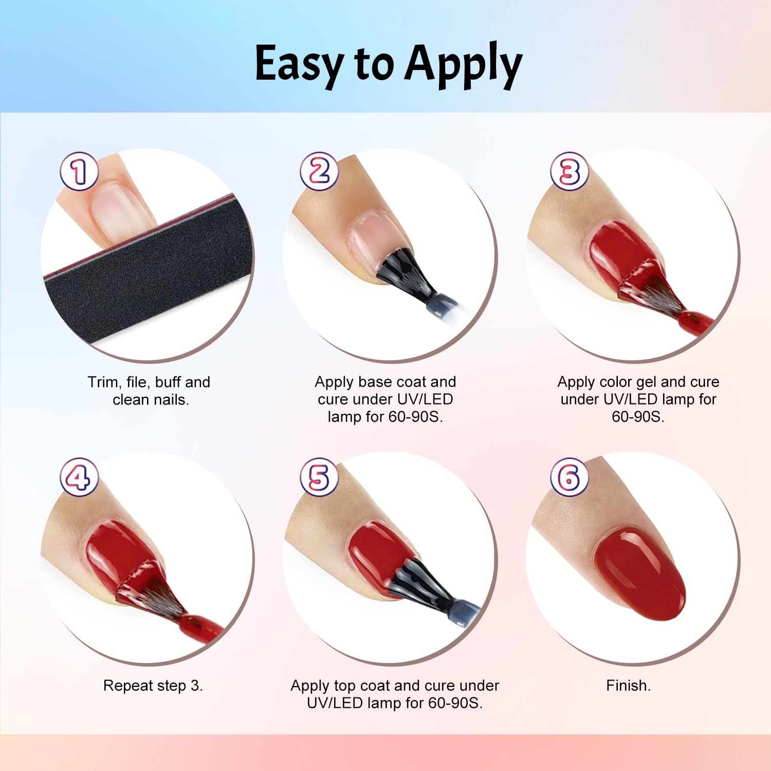 JODSONE 12 PCS Gel Nail Polish Set with Base Coat and Top Coat Limited Red Pink High Gloss Fashion Gifts for Women & Girls(32KIT-M5M-Pink-B01-32) - view 7