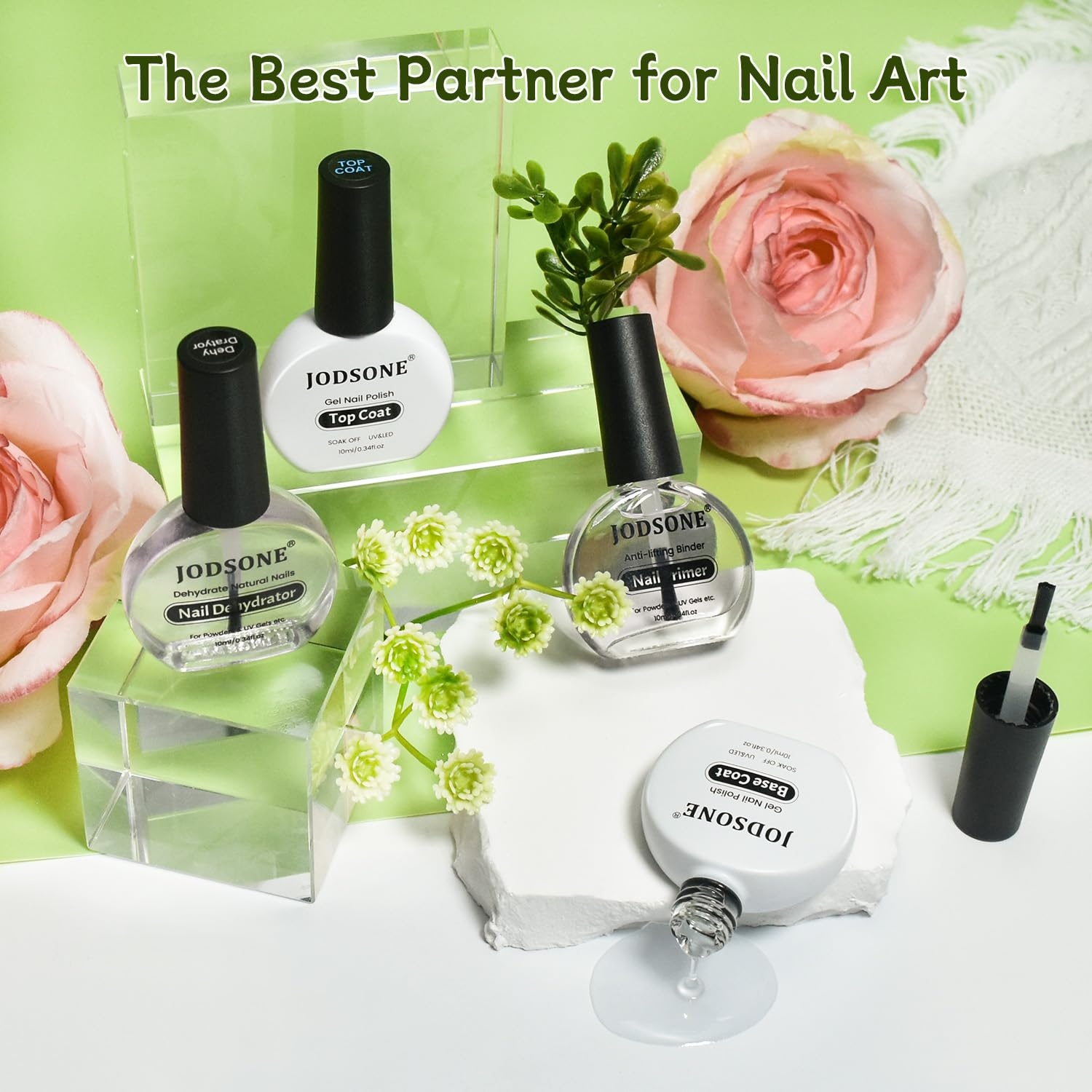 JODSONE 4 Bottles of 15 Capacities of Nail Dehydrator Nail Primer Base Top Coat Long Lasting and Easy to Apply Large Bottle(4 Pcs 10ml-DPBT) - view 5