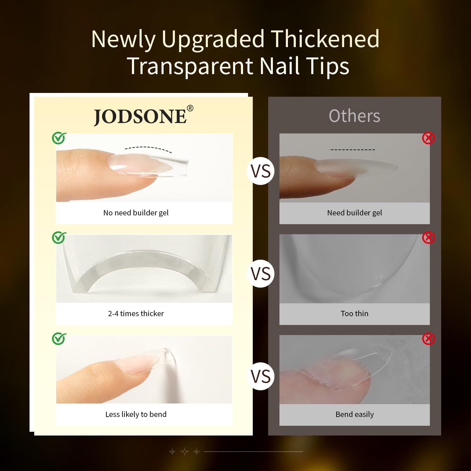 JODSONE 15ml Nail Glue Gel 4 in 1 for Nail Tips Long Lasting Extension Glue for Clear Nail Tips and Clear Press on Nails, Nail Repair Treatment, Salon Art DIY at Home Need U V Light Cured(Square Nail Tips)