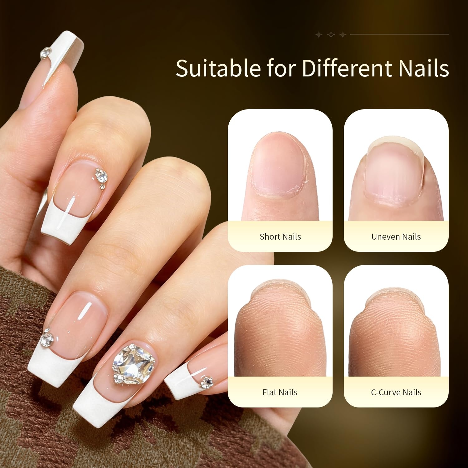 JODSONE 15ml Nail Glue Gel 4 in 1 for Nail Tips Long Lasting Extension Glue for Clear Nail Tips and Clear Press on Nails, Nail Repair Treatment, Salon Art DIY at Home Need U V Light Cured(Square Nail Tips) - view 3
