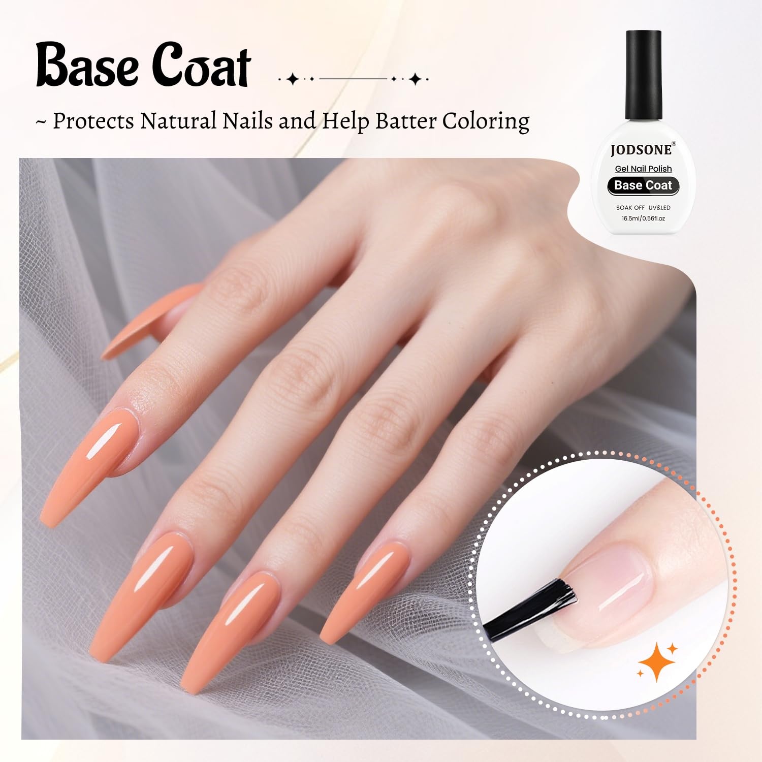 JODSONE 3Pcs 16.5ml Top Coat and Base Coat Set with Gel Nail Remover No Wipe Top Coat Base Need U V Lamp Cured Gel Nail Remover for Quick and Easy Removal At Home(GN011) - view 2