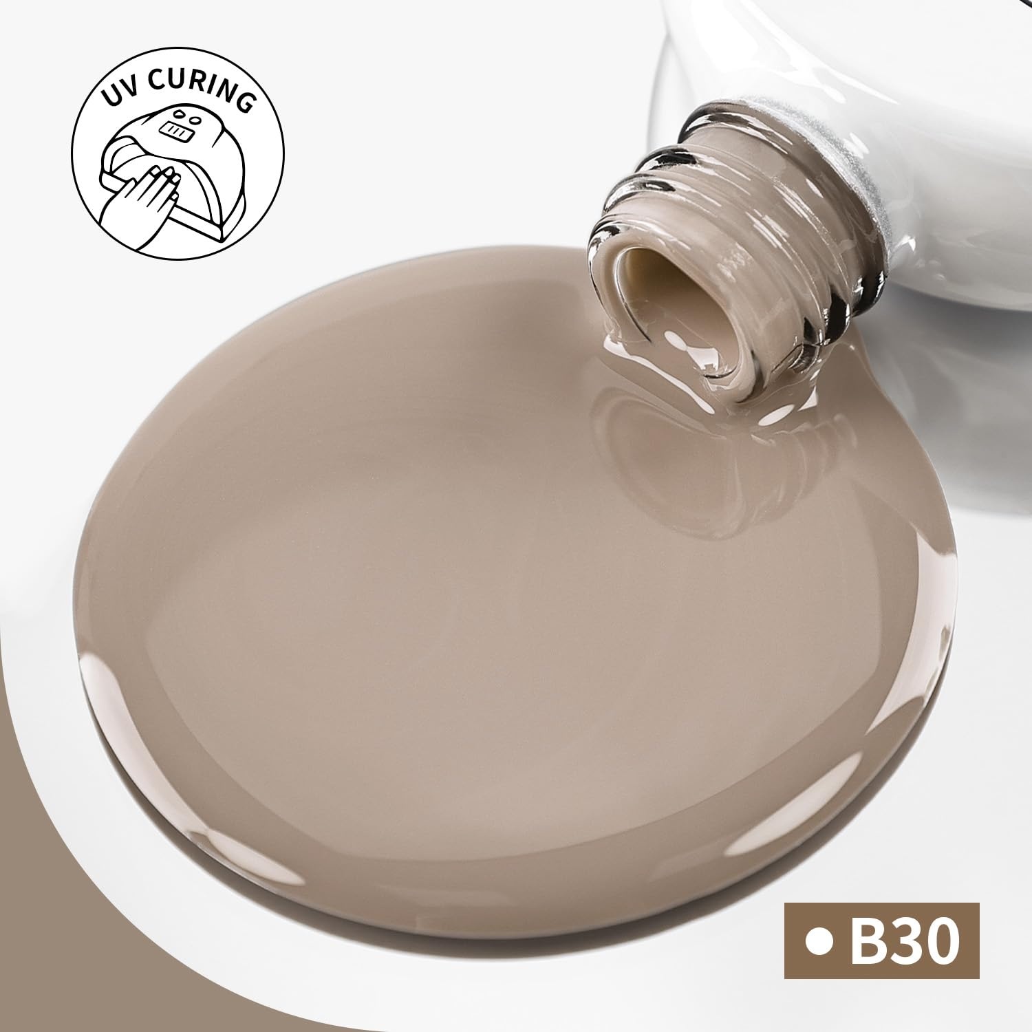 JODSONE 16.5ml Light Brown Soak Off UV LED Gel Polish Professional Nail Art Lacquer for Home Manicure DIY Salon Long Lasting Chip Resistant Nail Color Gift Set for Women