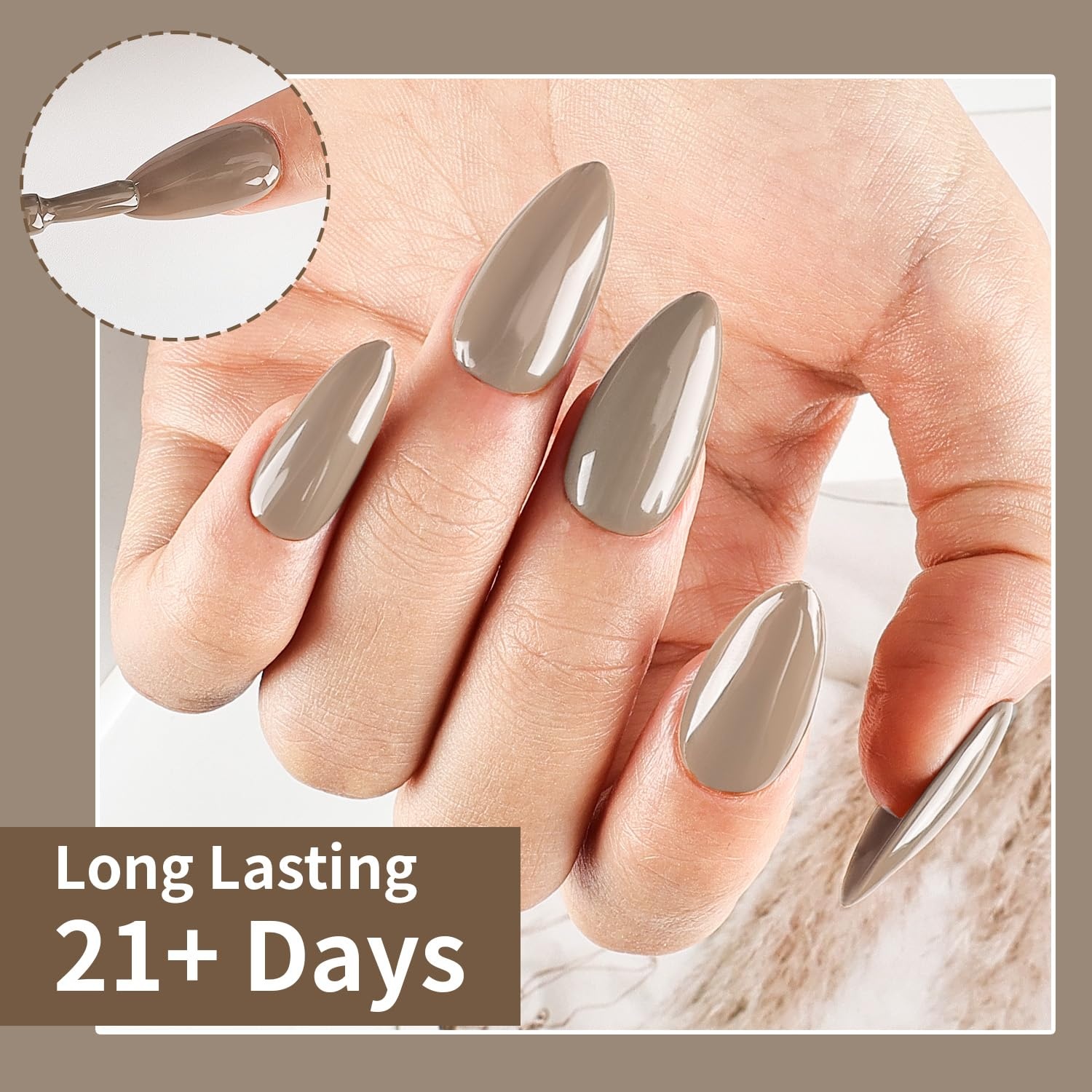JODSONE 16.5ml Light Brown Soak Off UV LED Gel Polish Professional Nail Art Lacquer for Home Manicure DIY Salon Long Lasting Chip Resistant Nail Color Gift Set for Women - view 2