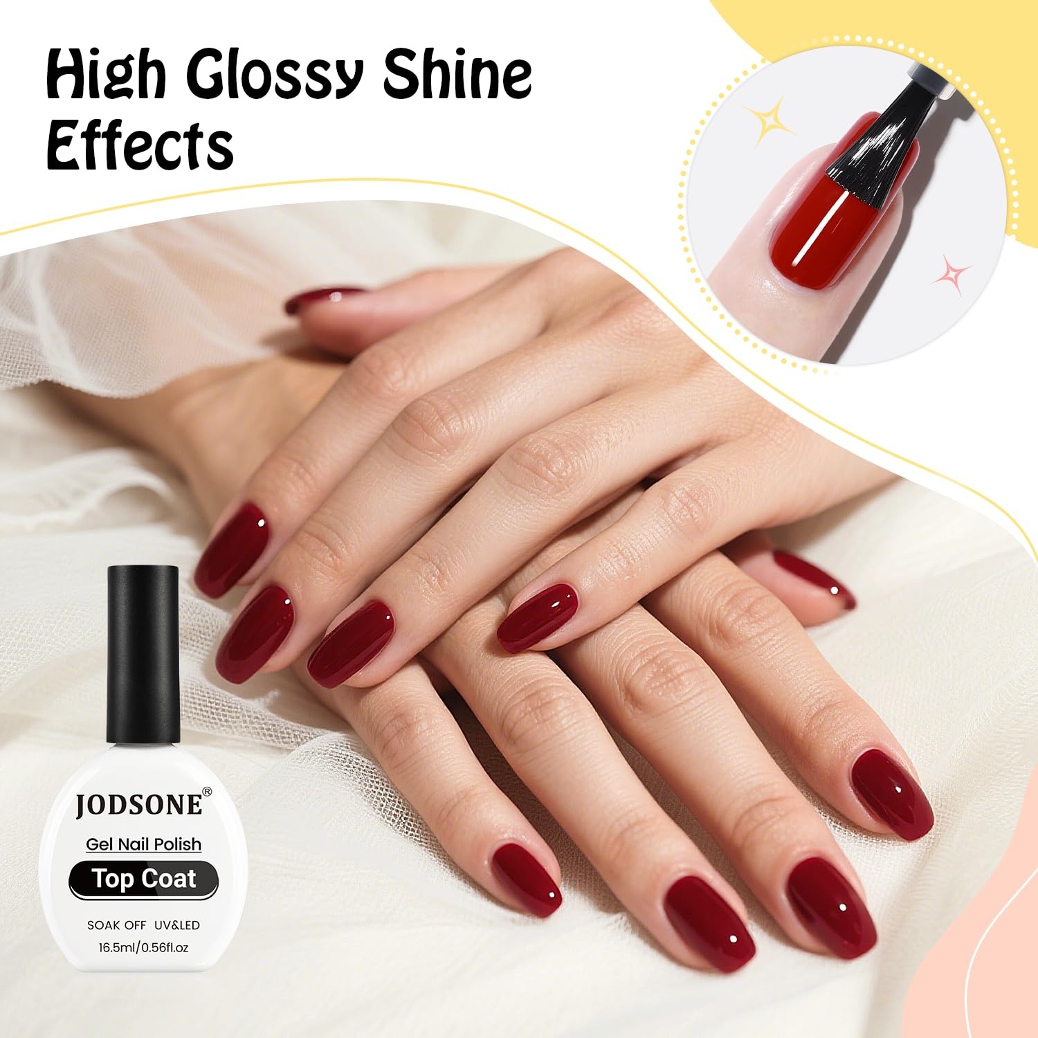 JODSONE 3Pcs 16.5ml Top Coat and Base Coat Set with Gel Nail Remover No Wipe Top Coat Base Need U V Lamp Cured Gel Nail Remover for Quick and Easy Removal At Home(GN007) - view 2