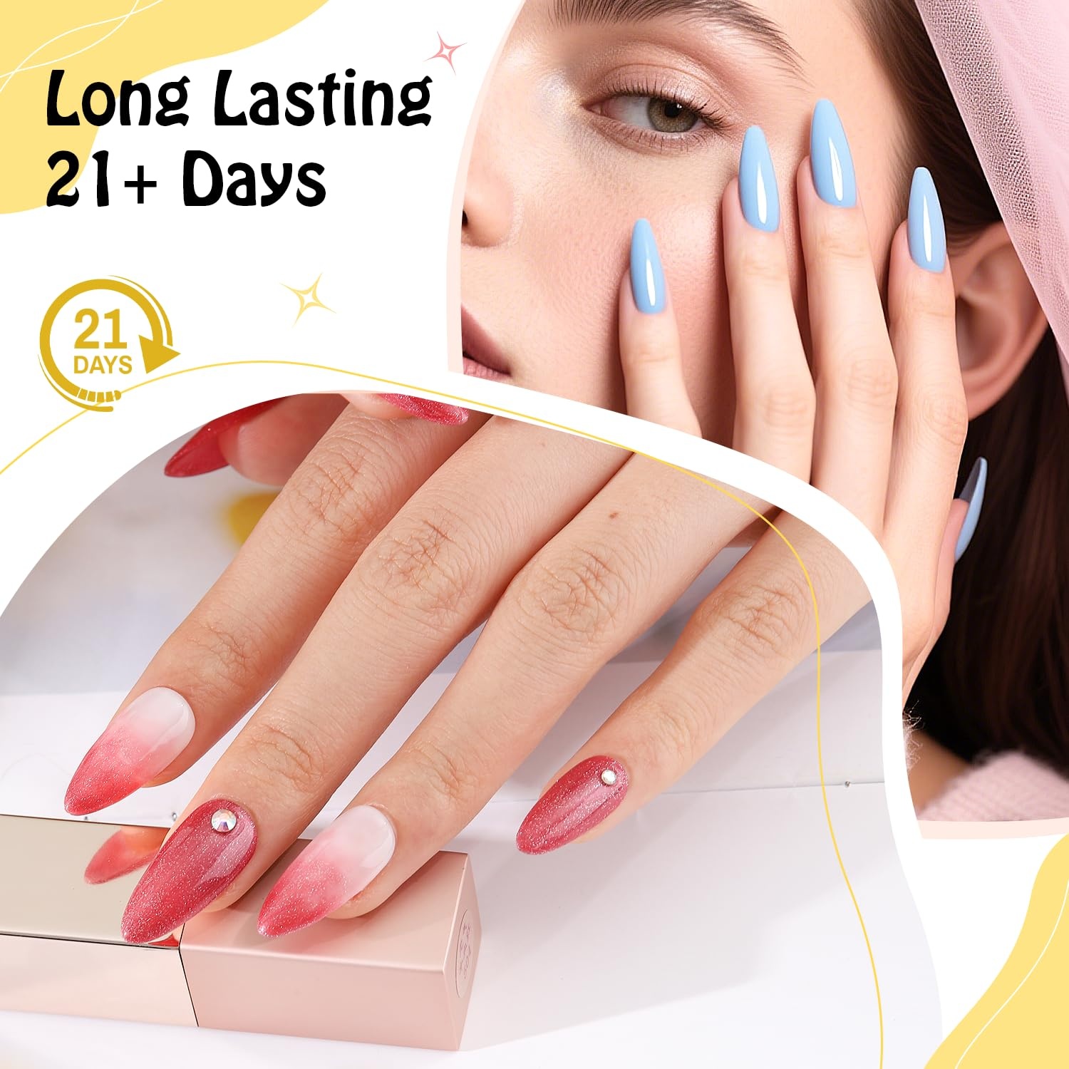 JODSONE 3Pcs 16.5ml Top Coat and Base Coat Set with Gel Nail Remover No Wipe Top Coat Base Need U V Lamp Cured Gel Nail Remover for Quick and Easy Removal At Home(GN007) - view 4