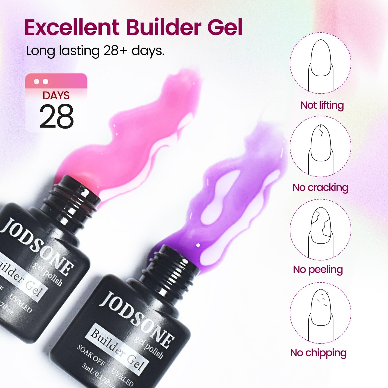 JODSONE 20 Glitter Color Gel Nail Polish Kit 3 Bottles of No Wipe Base Coat Glossy and Matte Top Coat Gel Polish Set High Shine Gorgeous(20color-BG-kit) - view 5