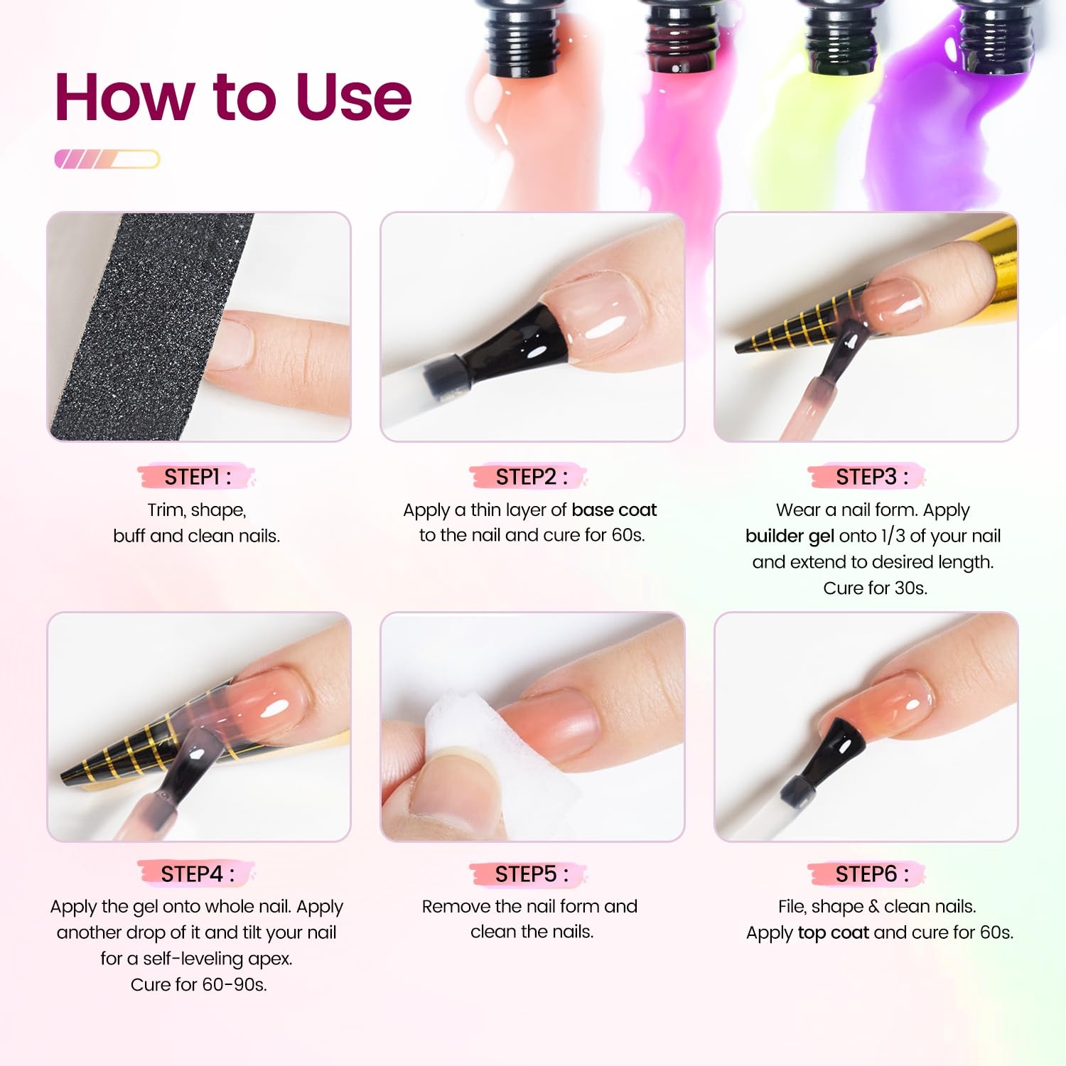 JODSONE 20 Glitter Color Gel Nail Polish Kit 3 Bottles of No Wipe Base Coat Glossy and Matte Top Coat Gel Polish Set High Shine Gorgeous(20color-BG-kit) - view 6