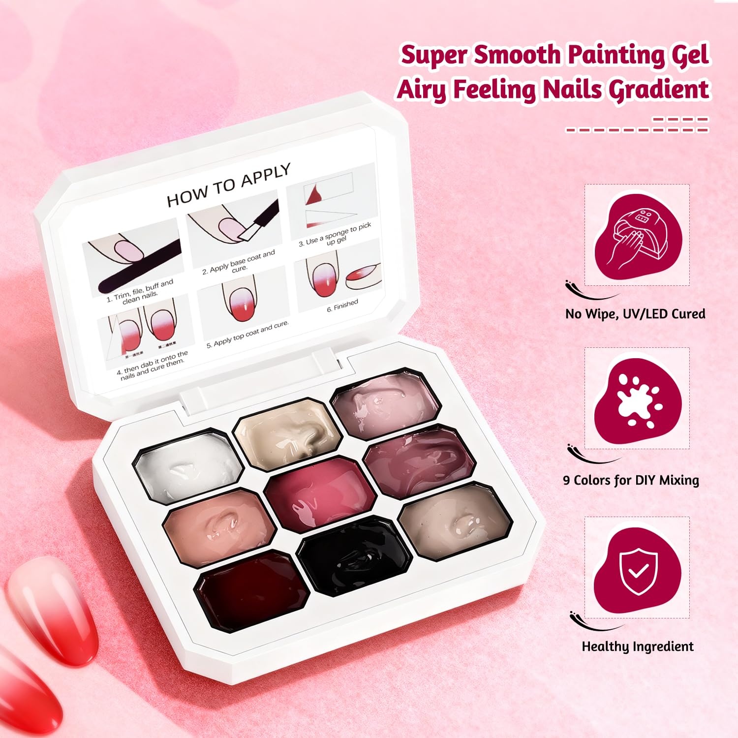 JODSONE Gel Nail Set 20+3 Colors High Shine Gorgeous Gel Polish Base Top Matte Coat Nice Gifts Show Charm(9COLOR-PPG) - view 5