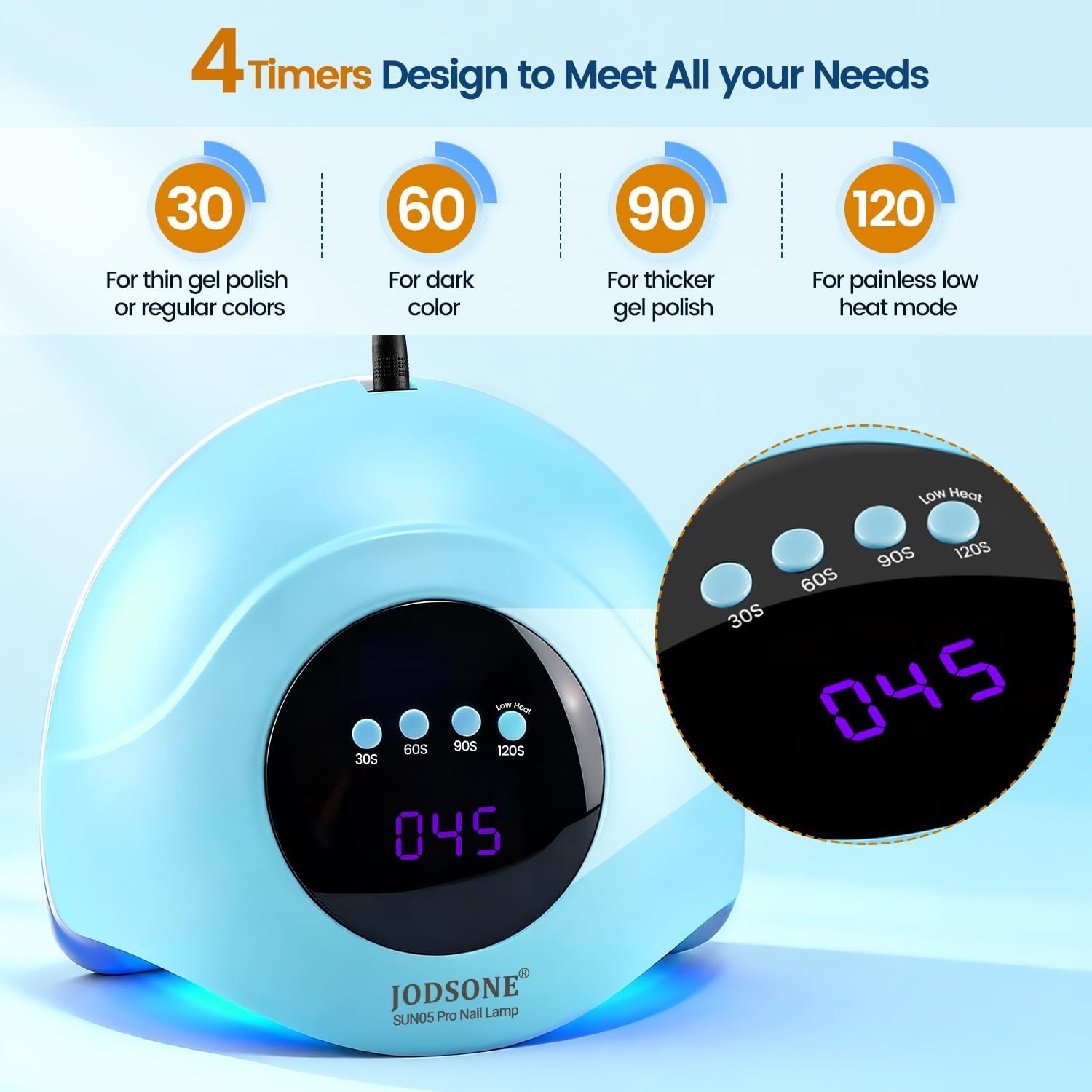 JODSONE U V LED Nail Lamp Blue Gel Polish Nail Dryer with Smart Auto Sensor 4 Timing Modes Fast Curing Suitable for Home and Salon(M011)
