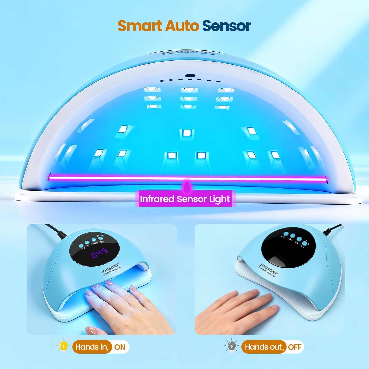 JODSONE U V LED Nail Lamp Blue Gel Polish Nail Dryer with Smart Auto Sensor 4 Timing Modes Fast Curing Suitable for Home and Salon(M011) - view 2
