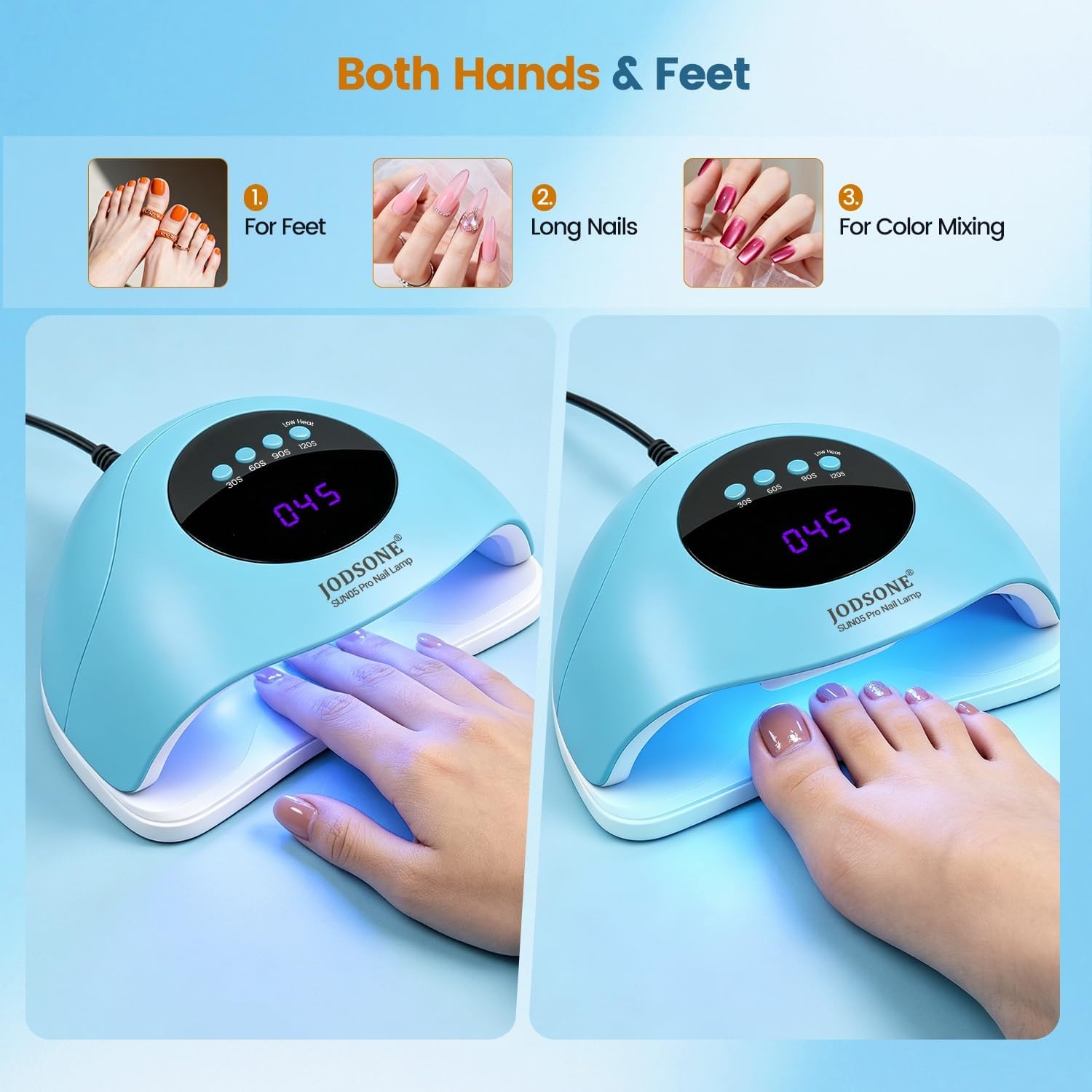 JODSONE U V LED Nail Lamp Blue Gel Polish Nail Dryer with Smart Auto Sensor 4 Timing Modes Fast Curing Suitable for Home and Salon(M011) - view 6