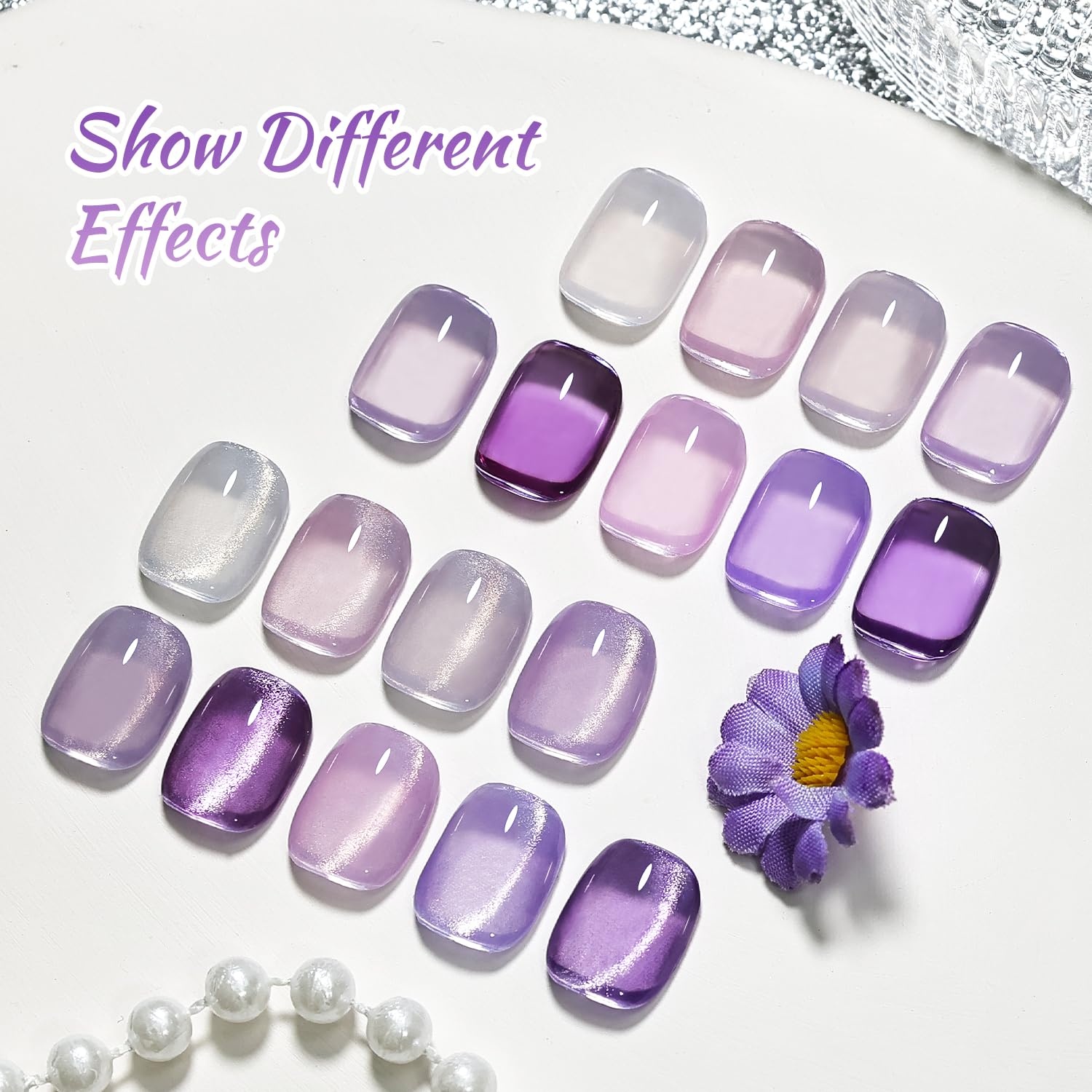 JODSONE Gel Nail Set 20+3 Colors High Shine Gorgeous Gel Polish Base Top Matte Coat Nice Gifts Show Charm(10SET-Jelly-Purple) - view 6