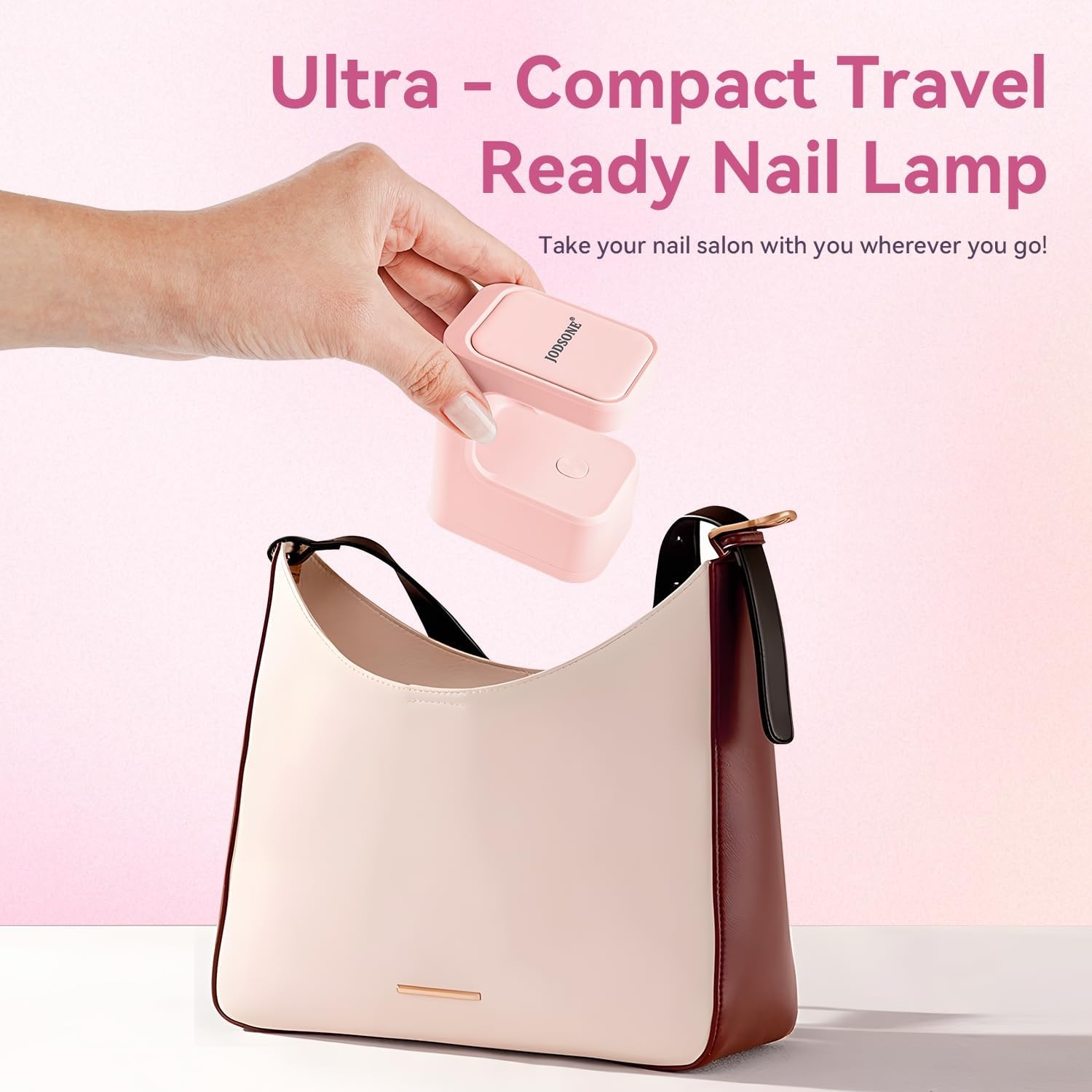 JODSONE U V Mini Nail Lamp Rechargeable with Timer Cordless Portable LED Light for Fast Curing Gel Polish(Pink) - view 3