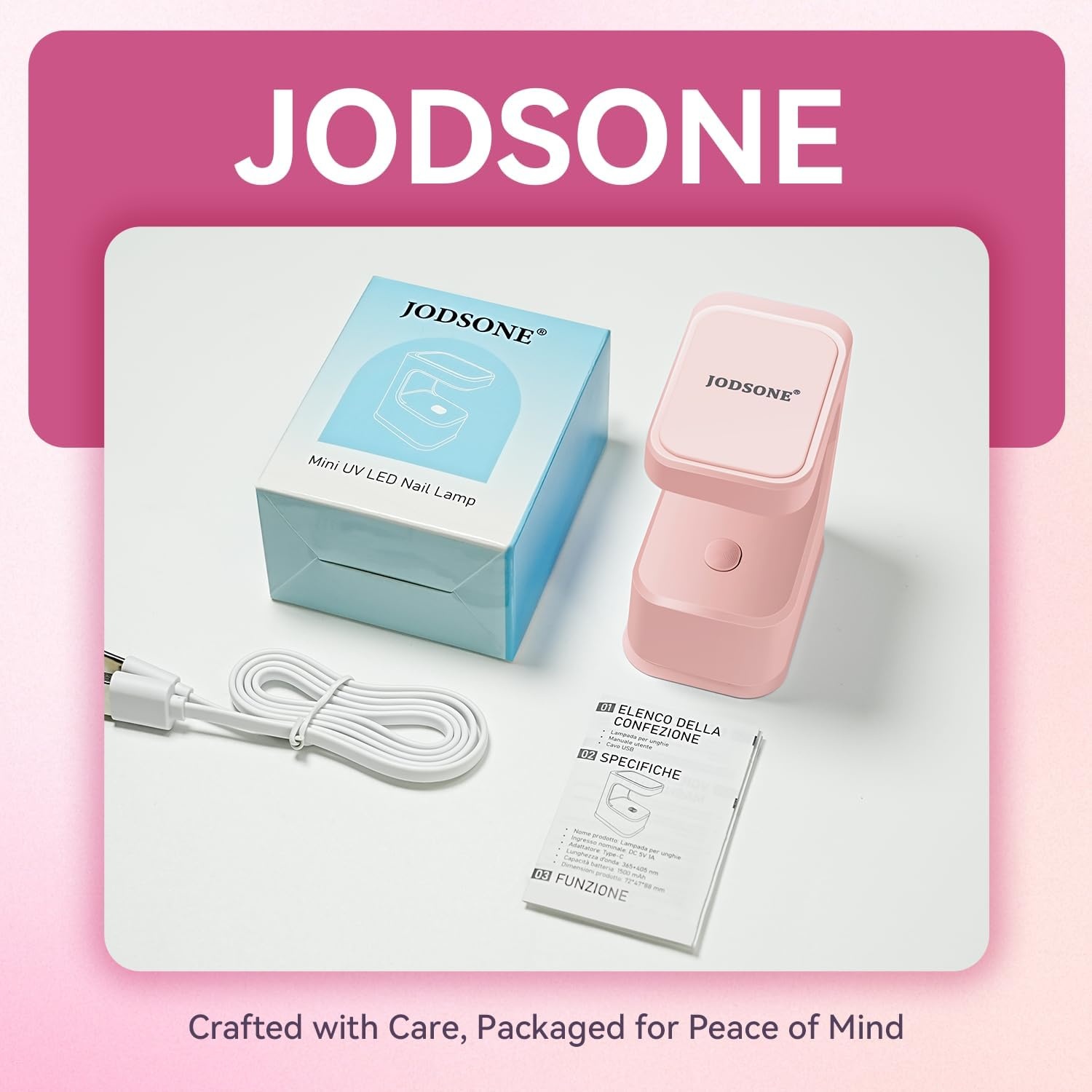 JODSONE U V Mini Nail Lamp Rechargeable with Timer Cordless Portable LED Light for Fast Curing Gel Polish(Pink) - view 7