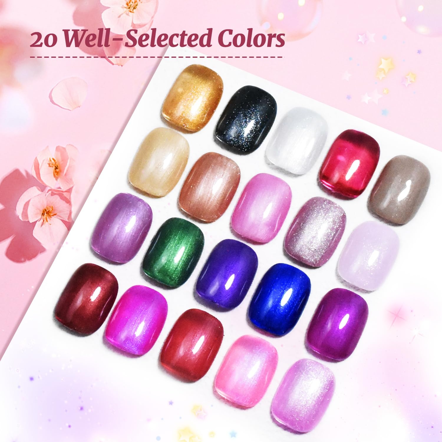 JODSONE 20 Glitter Color Gel Nail Polish Kit 3 Bottles of No Wipe Base Coat Glossy and Matte Top Coat Gel Polish Set High Shine Gorgeous(20color set 10)