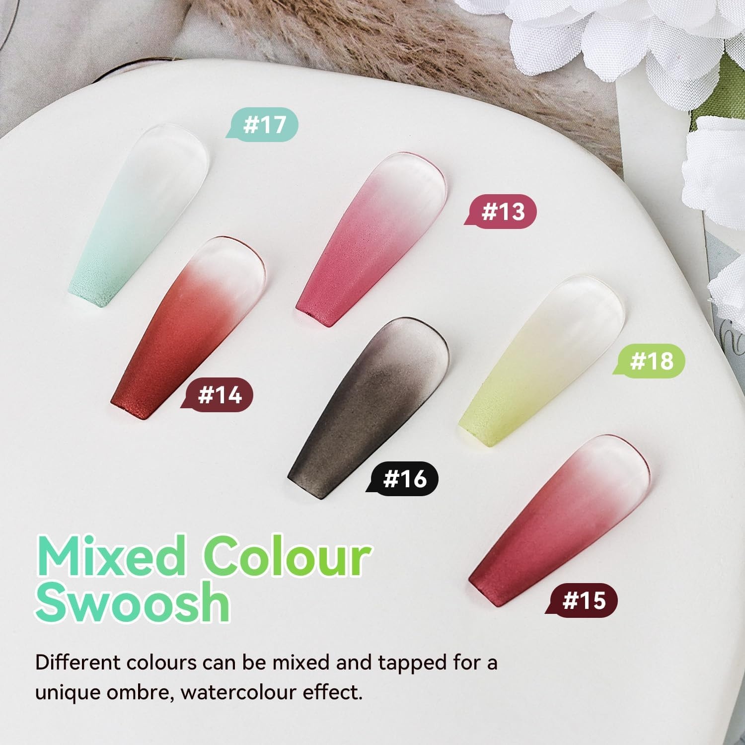 JODSONE Cushion Ombre Patting Gel Polish Kit 6 PCS Pink Blue Green for French Manicure DIY Nail Art with Soft Nail Sponges and Grabbing Pen Design Nail Art at Home(6Color-PPG-3) - view 2