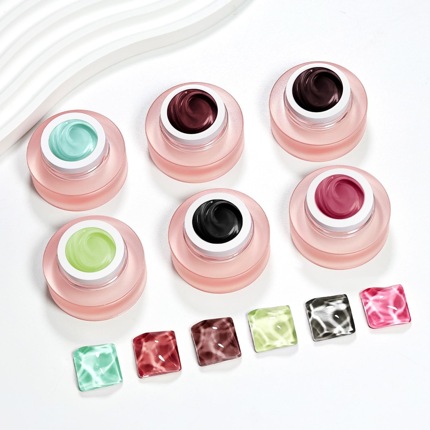 JODSONE Cushion Ombre Patting Gel Polish Kit 6 PCS Pink Blue Green for French Manicure DIY Nail Art with Soft Nail Sponges and Grabbing Pen Design Nail Art at Home(6Color-PPG-3) - view 8