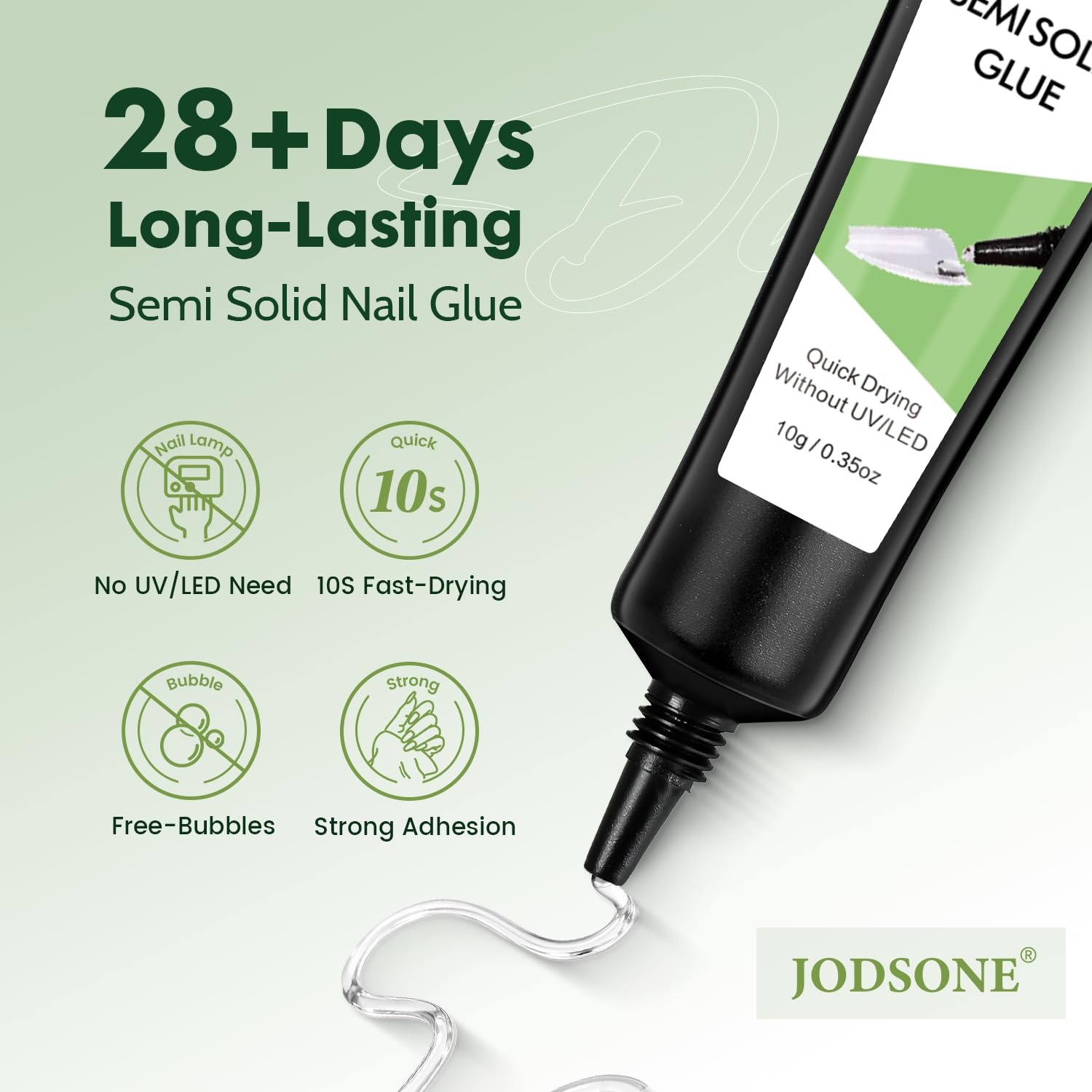 JODSONE Semi Solid Nail Glue for Press on Nails Newly Upgraded Quick Drying 10g for Nail Tips and Fake Acrylic Nails Tips Salon Art DIY at Home No Need U V Light Cured