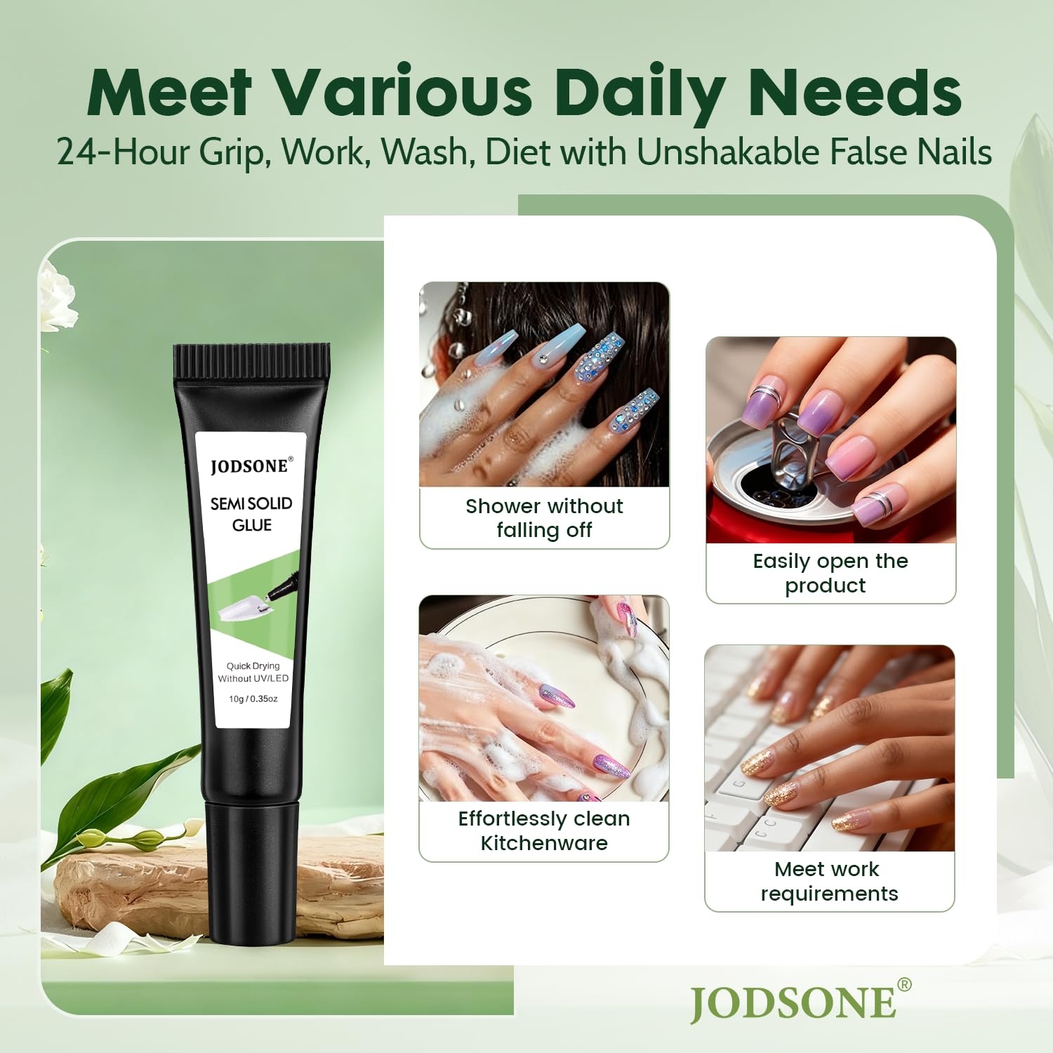JODSONE Semi Solid Nail Glue for Press on Nails Newly Upgraded Quick Drying 10g for Nail Tips and Fake Acrylic Nails Tips Salon Art DIY at Home No Need U V Light Cured - view 5