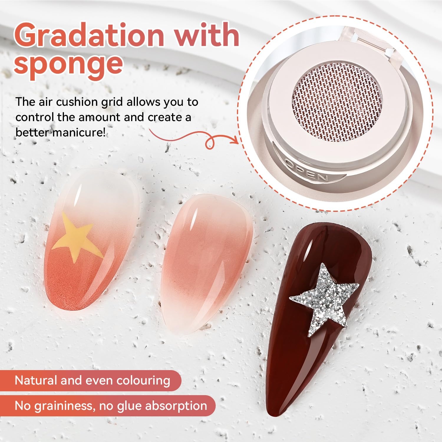 JODSONE Cushion Ombre Patting Gel Polish Kit 6 PCS Pink Blue Green for French Manicure DIY Nail Art with Soft Nail Sponges and Grabbing Pen Design Nail Art at Home(6Color-PPG-2) - view 2