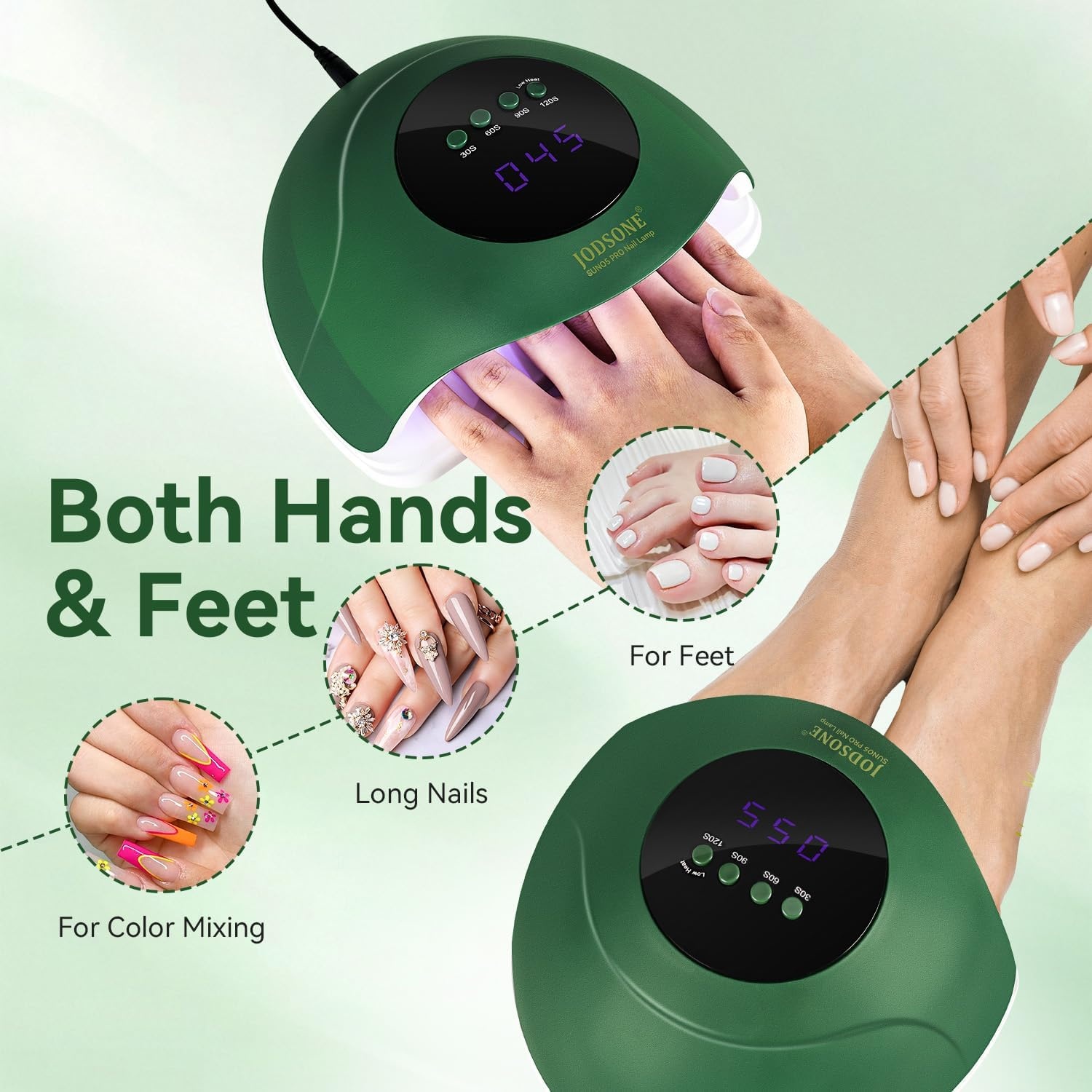 JODSONE U V LED Nail Lamp with Base Coat Top Coat Set, Nail Dryer for Gel Polish for Nails with Automatic Sensor & 4 Timers(M007) - view 5