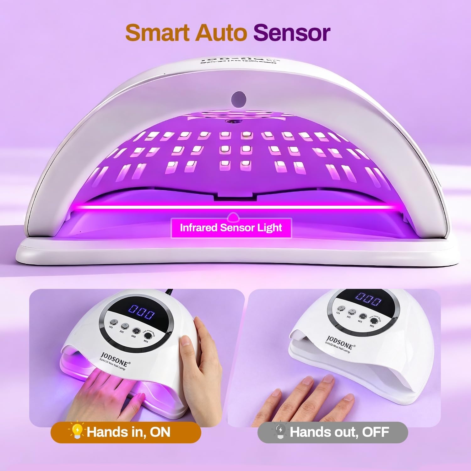 JODSONE U V LED Nail Lamp Blue Gel Polish Nail Dryer with Smart Auto Sensor 4 Timing Modes Fast Curing Suitable for Home and Salon(M009) - view 3