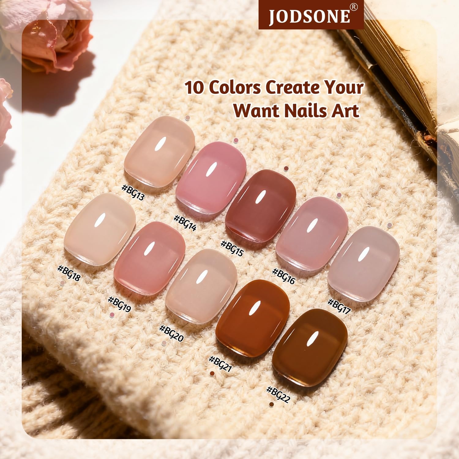 JODSONE 20 Glitter Color Gel Nail Polish Kit 3 Bottles of No Wipe Base Coat Glossy and Matte Top Coat Gel Polish Set High Shine Gorgeous(10COLOR-Builder Gel-BG) - view 3