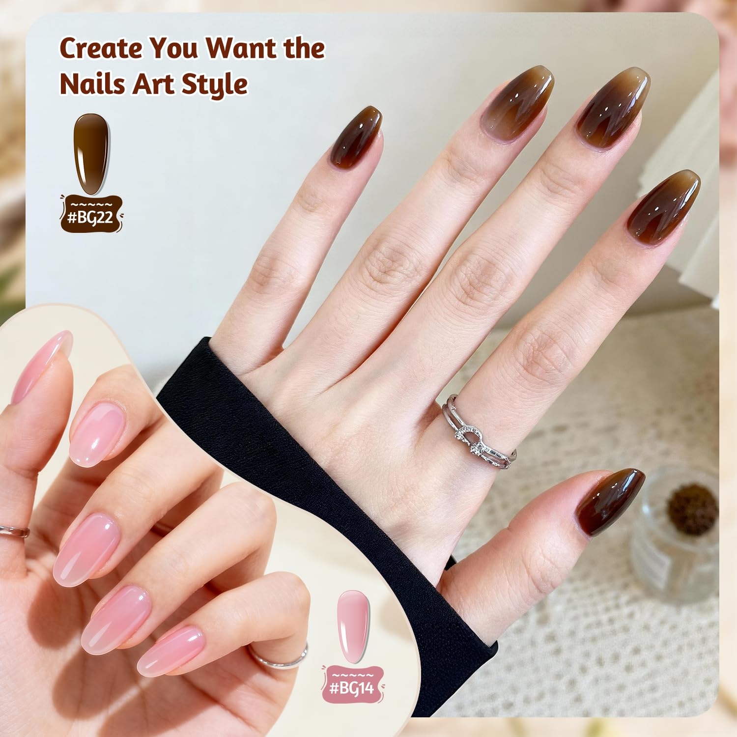 JODSONE 20 Glitter Color Gel Nail Polish Kit 3 Bottles of No Wipe Base Coat Glossy and Matte Top Coat Gel Polish Set High Shine Gorgeous(10COLOR-Builder Gel-BG) - view 4
