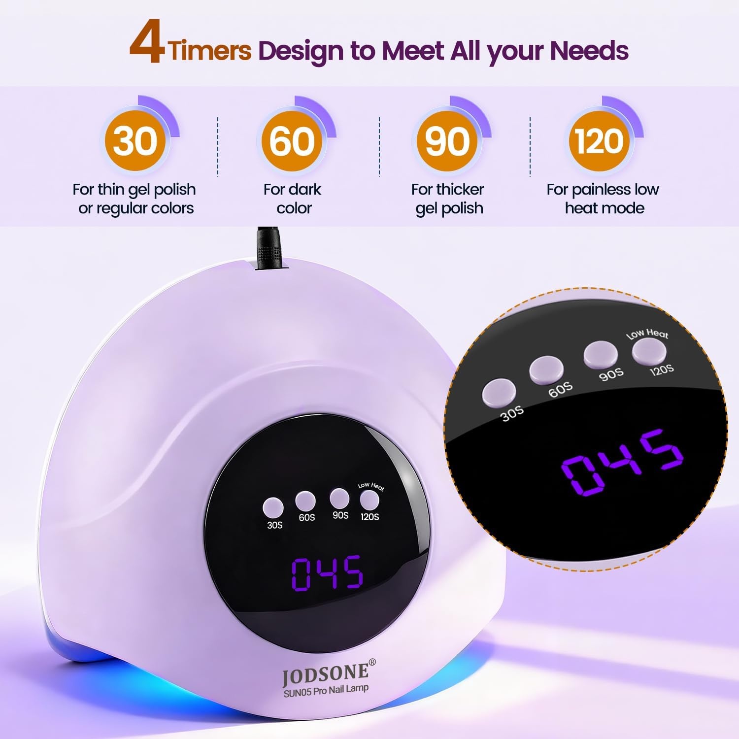 JODSONE U V LED Nail Lamp Blue Gel Polish Nail Dryer with Smart Auto Sensor 4 Timing Modes Fast Curing Suitable for Home and Salon(M5m-12)