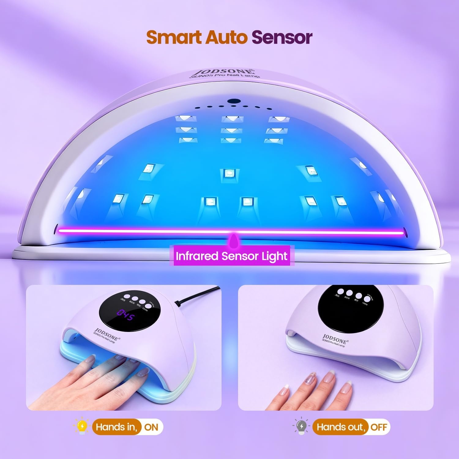 JODSONE U V LED Nail Lamp Blue Gel Polish Nail Dryer with Smart Auto Sensor 4 Timing Modes Fast Curing Suitable for Home and Salon(M5m-12) - view 2