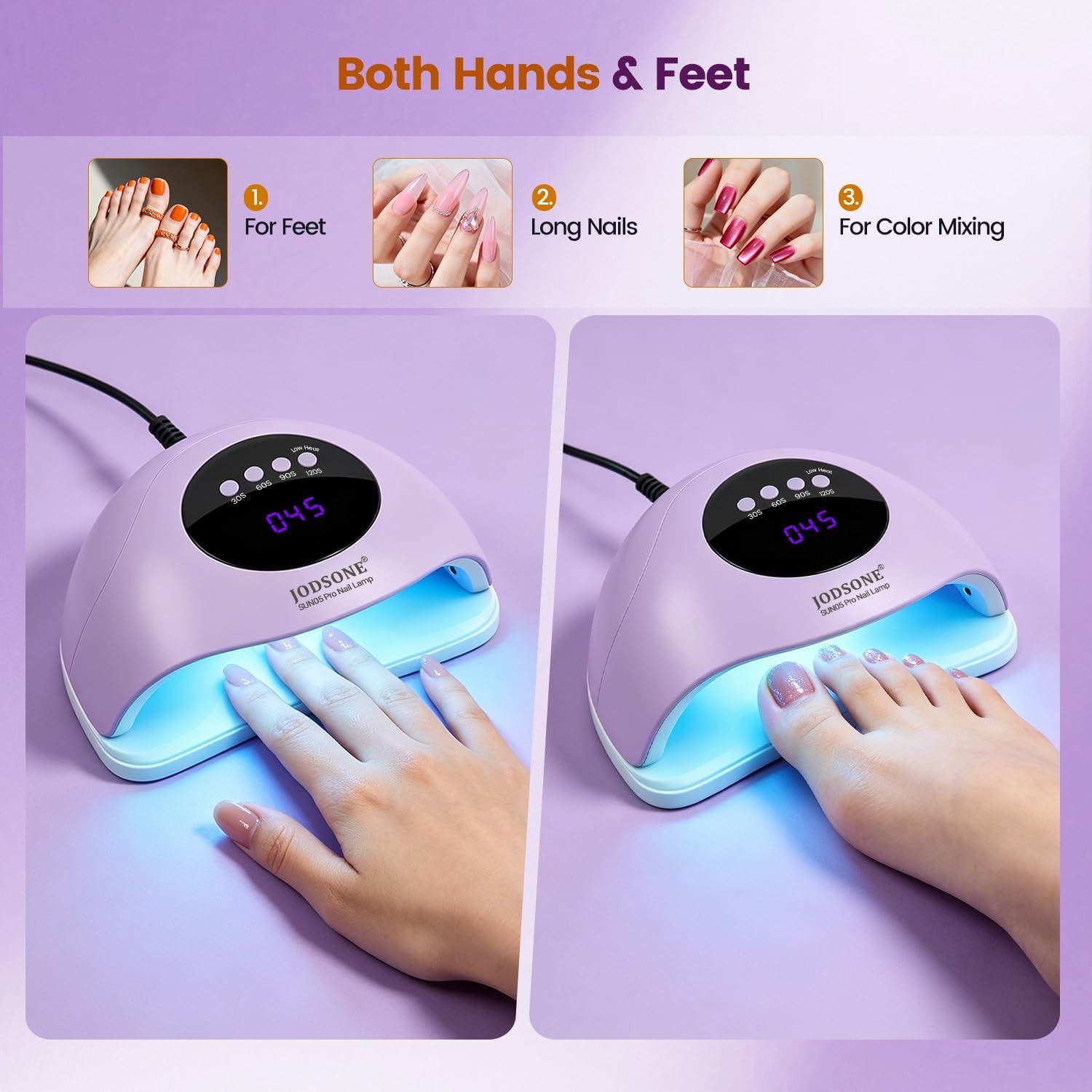 JODSONE U V LED Nail Lamp Blue Gel Polish Nail Dryer with Smart Auto Sensor 4 Timing Modes Fast Curing Suitable for Home and Salon(M5m-12) - view 5