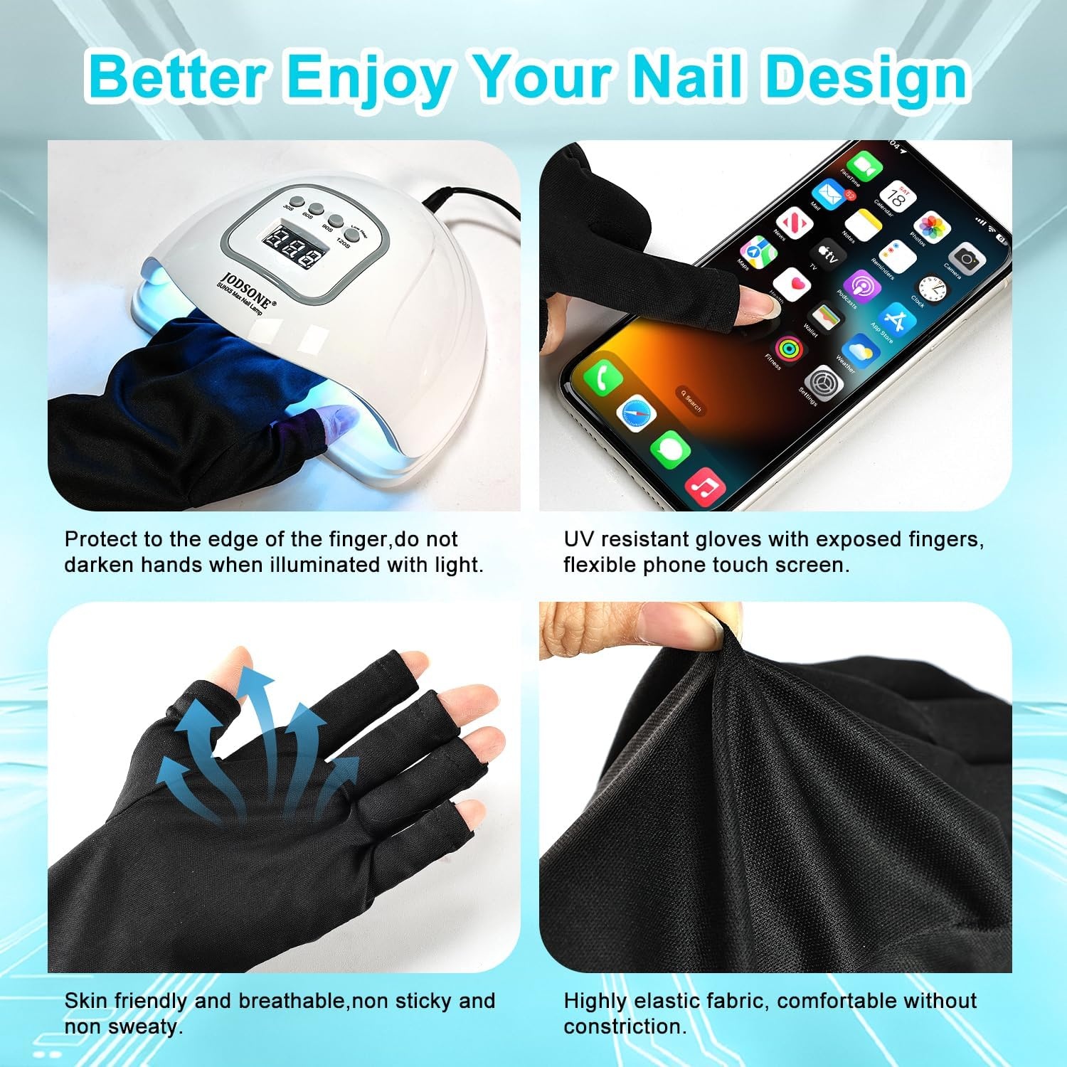 JODSONE U V LED Nail Lamp Blue Gel Polish Nail Dryer with Smart Auto Sensor 4 Timing Modes Fast Curing Suitable for Home and Salon(M004) - view 7