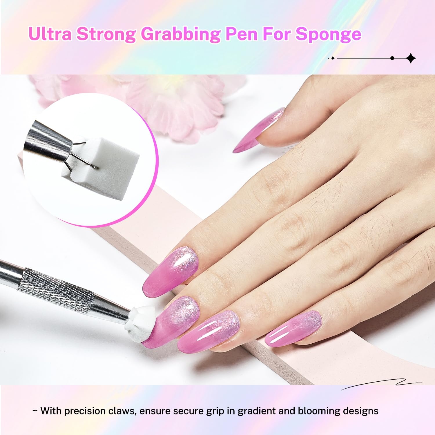 JODSONE Cushion Ombre Patting Gel Polish Kit 6 PCS Pink Blue Green for French Manicure DIY Nail Art with Soft Nail Sponges and Grabbing Pen Design Nail Art at Home(6Color-PPG-4) - view 3