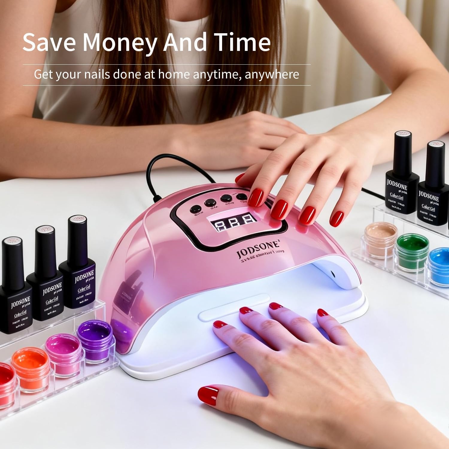 JODSONE U V LED Nail Lamp Blue Gel Polish Nail Dryer with Smart Auto Sensor 4 Timing Modes Fast Curing Suitable for Home and Salon(M002) - view 5