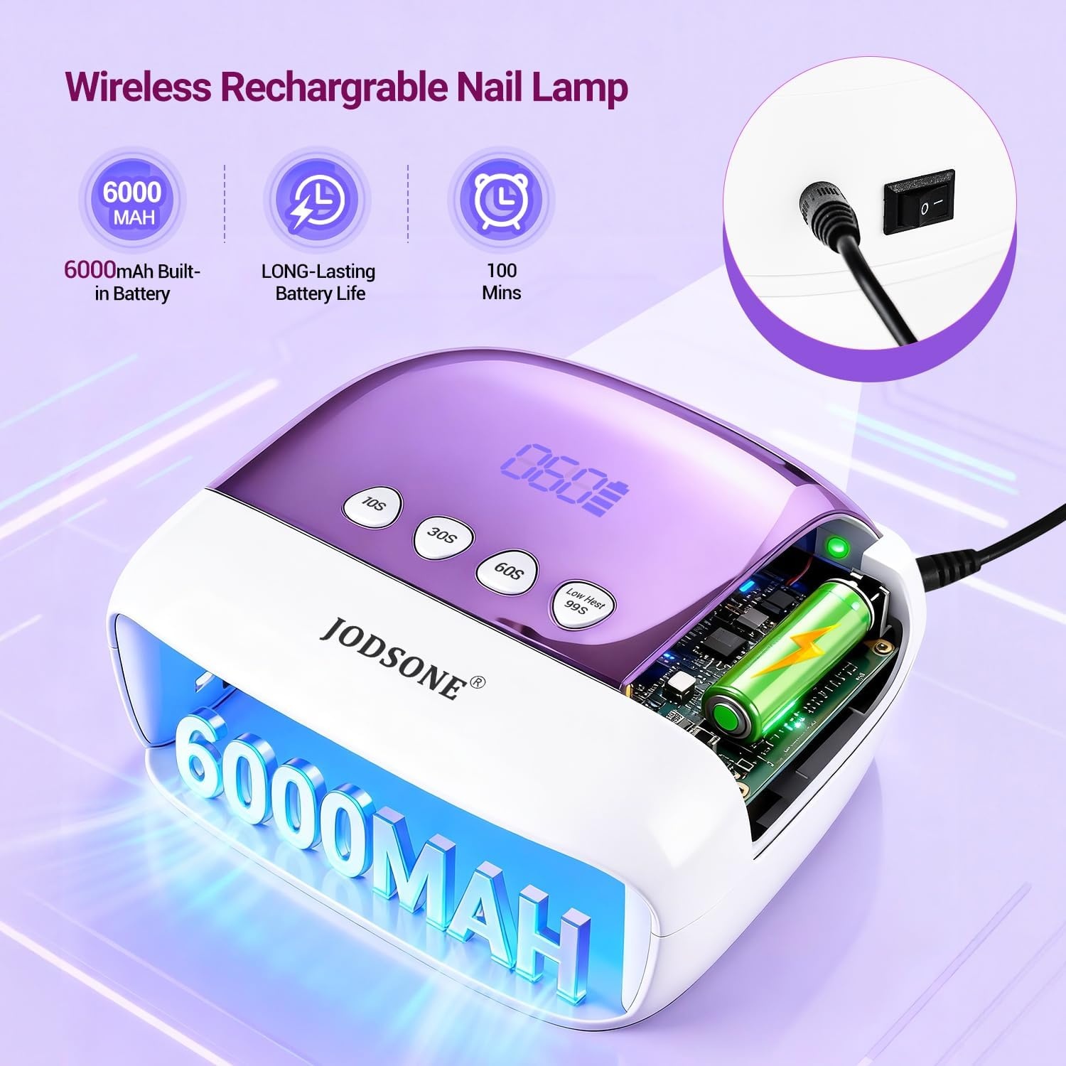 JODSONE U V Mini Nail Lamp Rechargeable with Timer Cordless Portable LED Light for Fast Curing Gel Polish(Z18)
