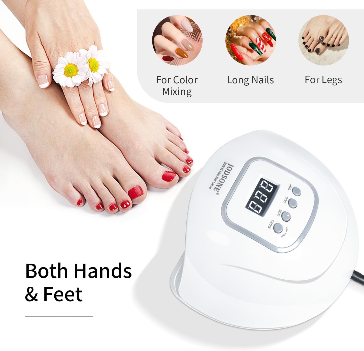 JODSONE U V LED Nail Lamp with Base Coat Top Coat Set, Nail Dryer for Gel Polish for Nails with Automatic Sensor & 4 Timers(M001) - view 5