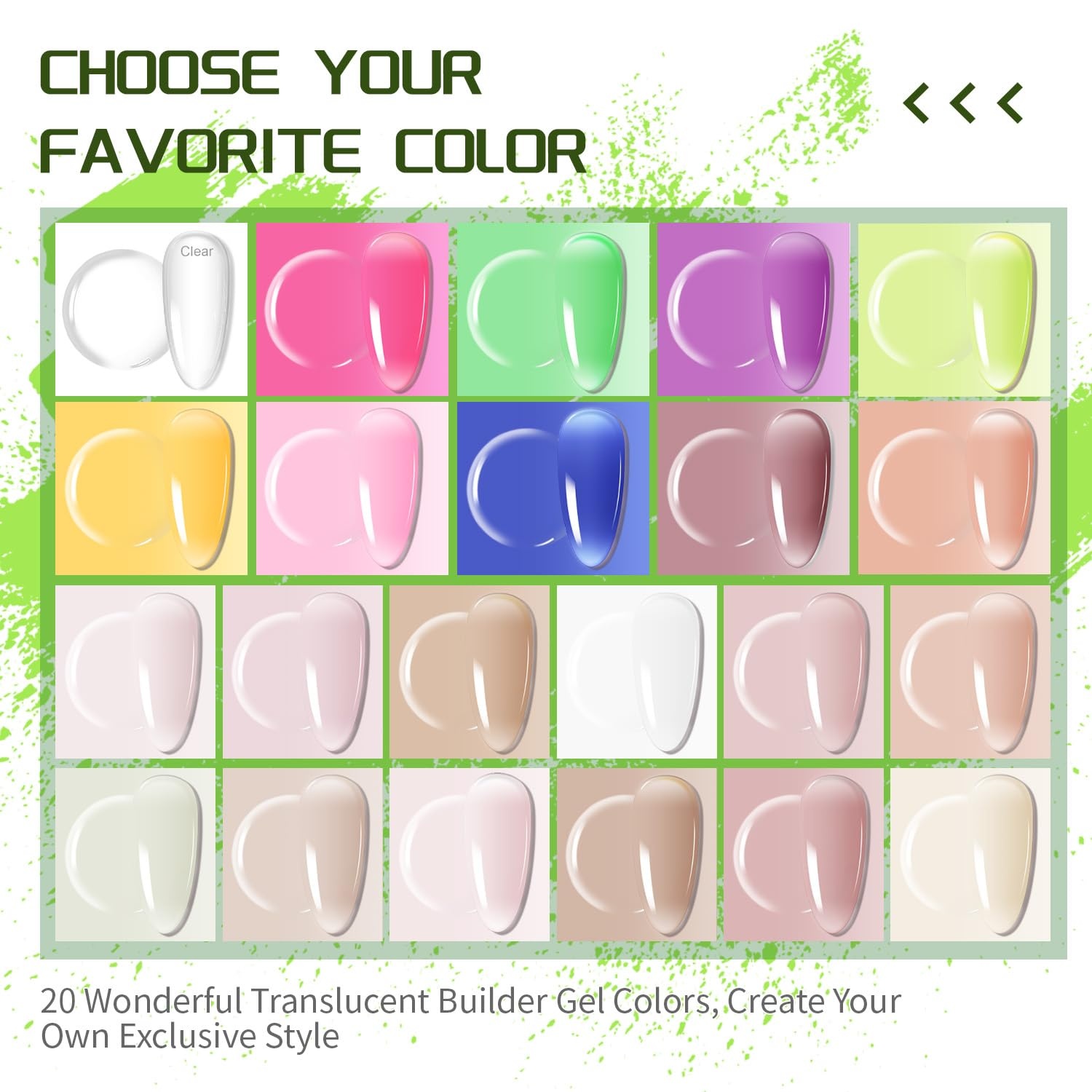 JODSONE 20 Glitter Color Gel Nail Polish Kit 3 Bottles of No Wipe Base Coat Glossy and Matte Top Coat Gel Polish Set High Shine Gorgeous(20color-BG-set) - view 2