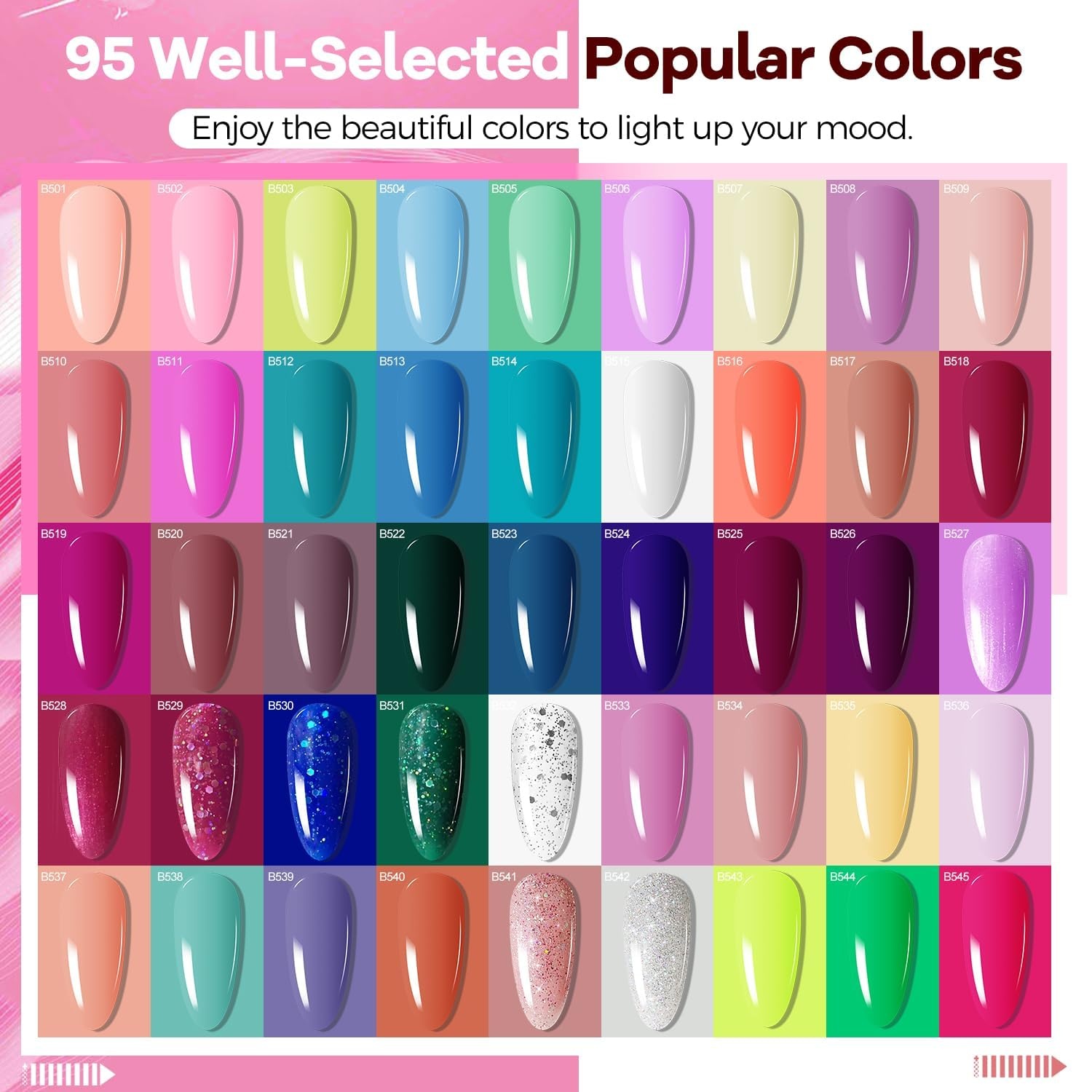JODSONE Gel Nail Set 20+3 Colors High Shine Gorgeous Gel Polish Base Top Matte Coat Nice Gifts Show Charm(95KIT-05)