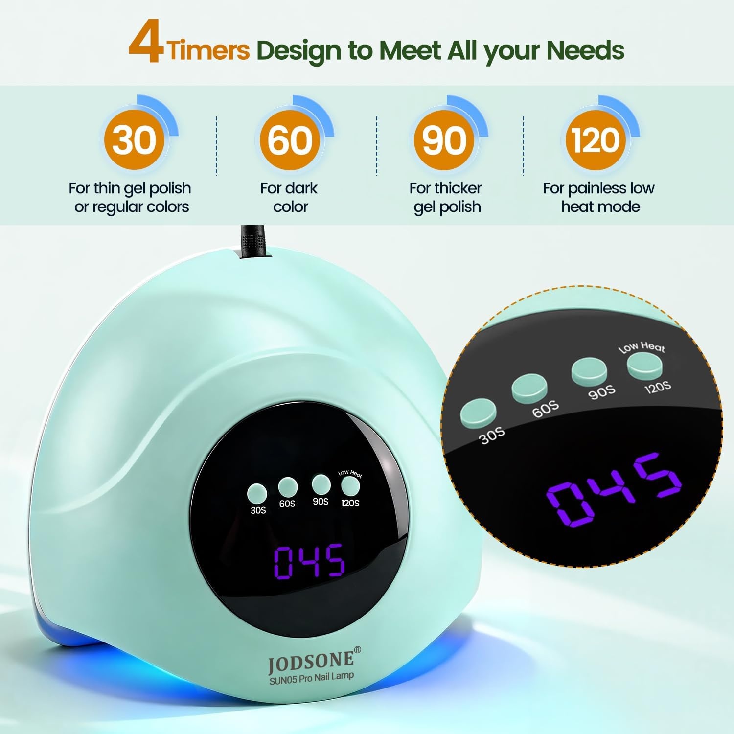 JODSONE U V LED Nail Lamp Blue Gel Polish Nail Dryer with Smart Auto Sensor 4 Timing Modes Fast Curing Suitable for Home and Salon(M010)