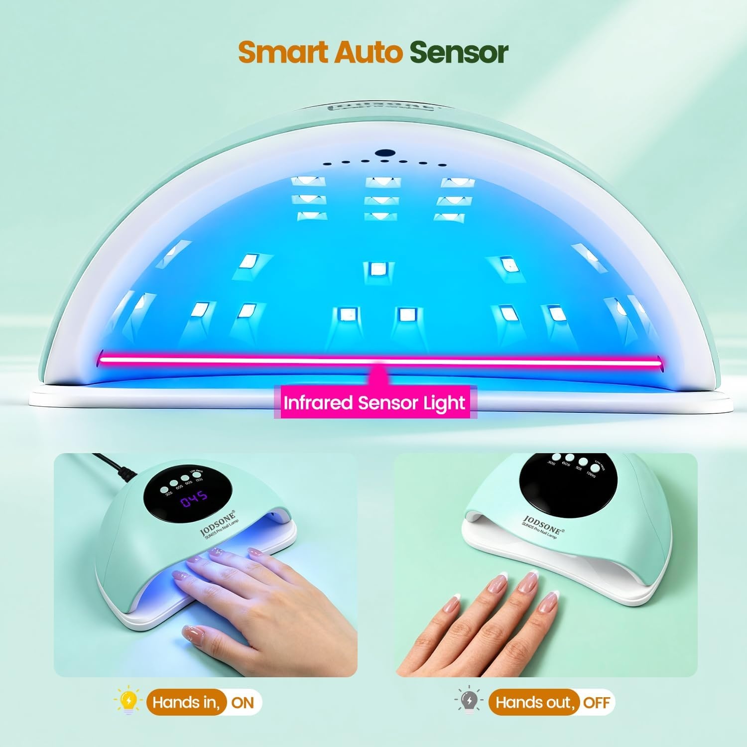 JODSONE U V LED Nail Lamp Blue Gel Polish Nail Dryer with Smart Auto Sensor 4 Timing Modes Fast Curing Suitable for Home and Salon(M010) - view 2
