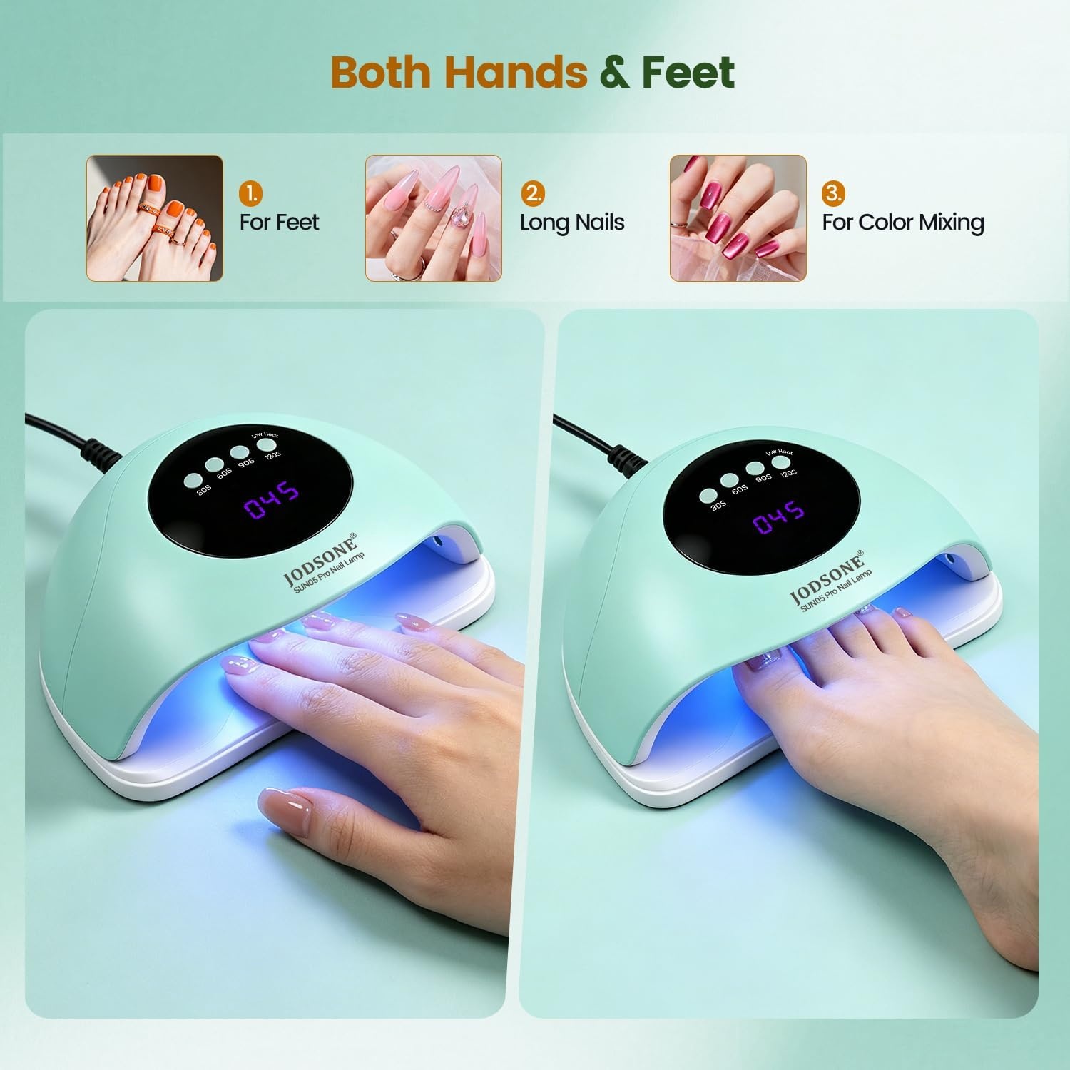 JODSONE U V LED Nail Lamp Blue Gel Polish Nail Dryer with Smart Auto Sensor 4 Timing Modes Fast Curing Suitable for Home and Salon(M010) - view 6